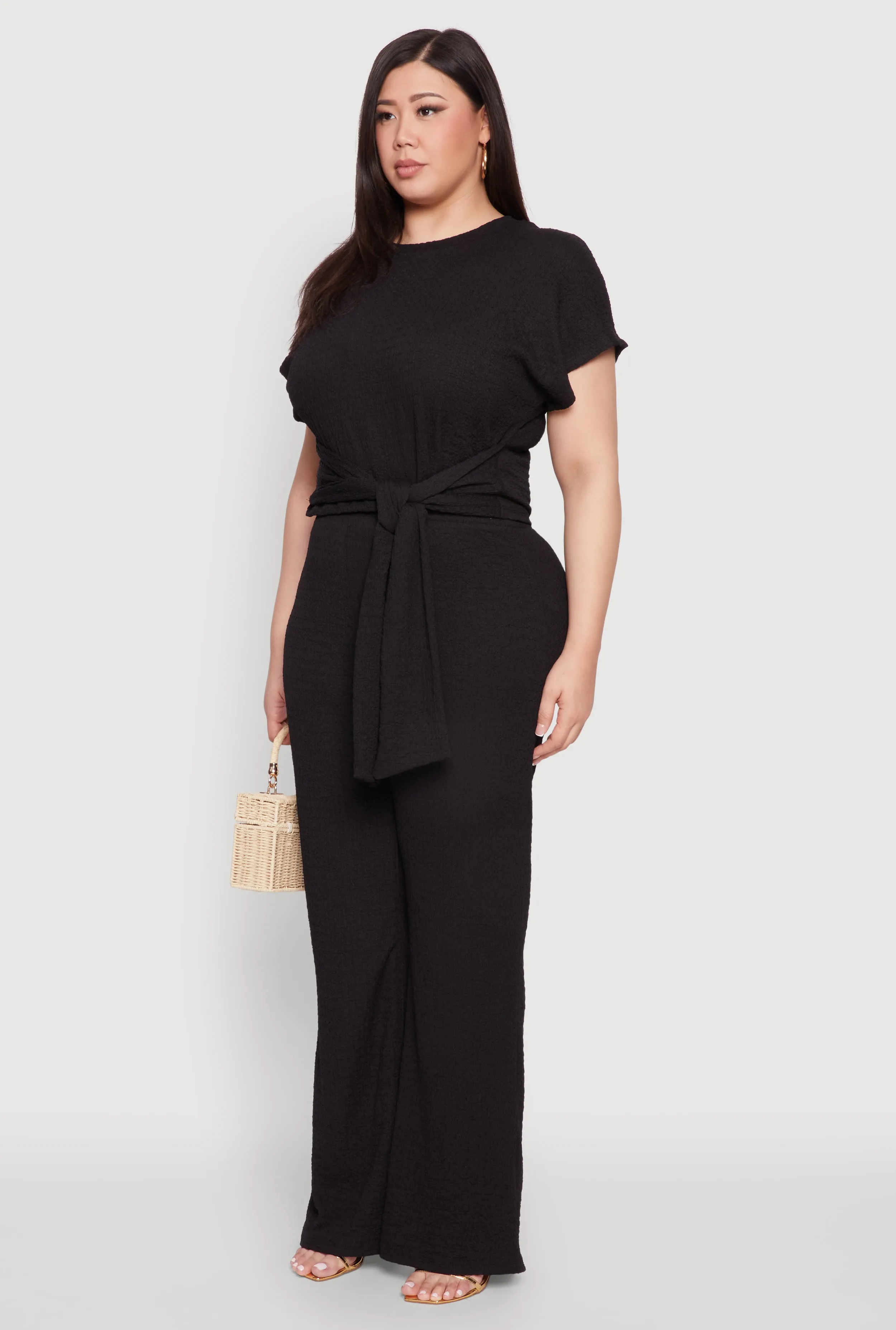 Plus Size Textured Knit Tie Waist Top sold by Rainbow product image thumbnail 5