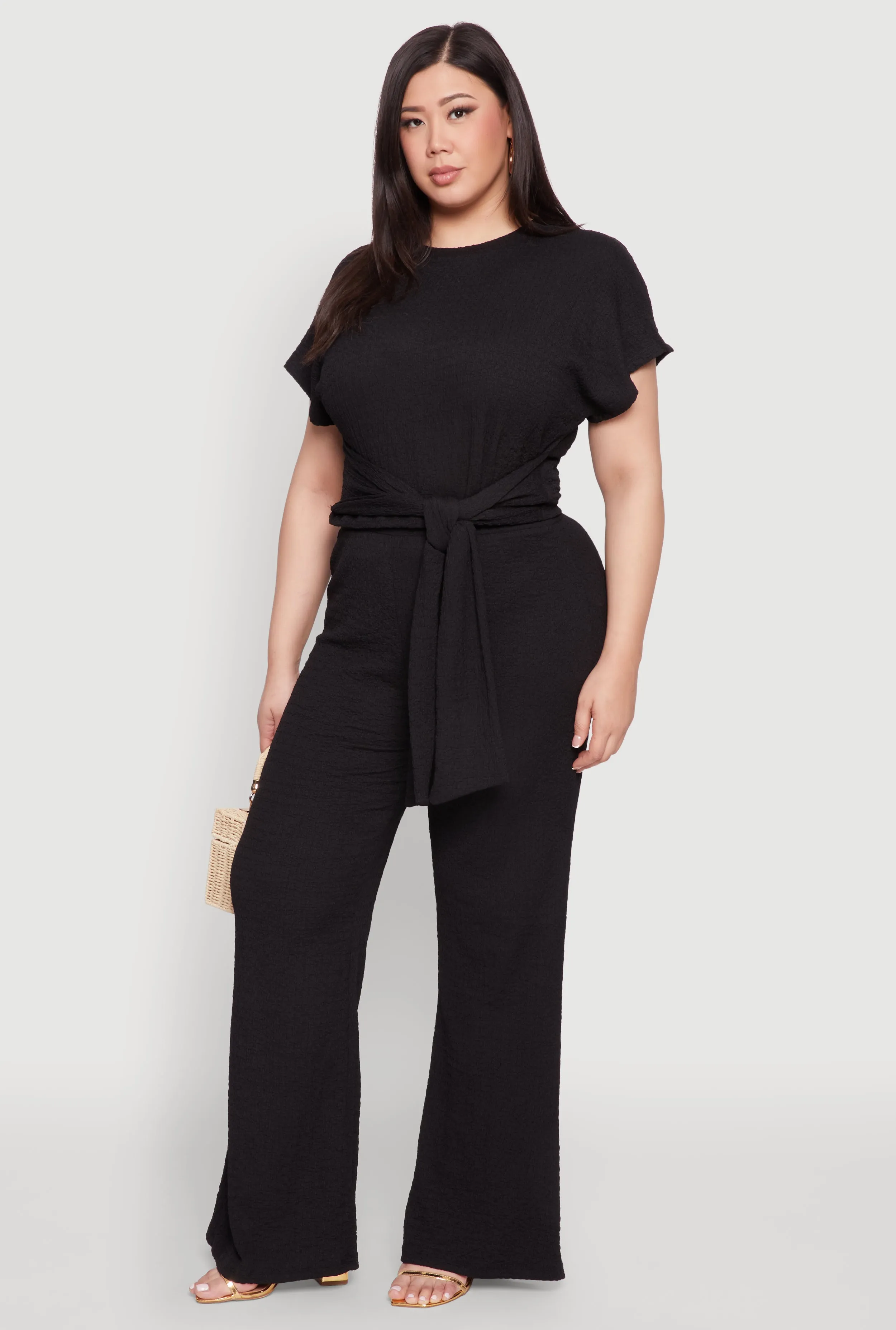 Plus Size Textured Knit Tie Waist Top sold by Rainbow product image thumbnail 3