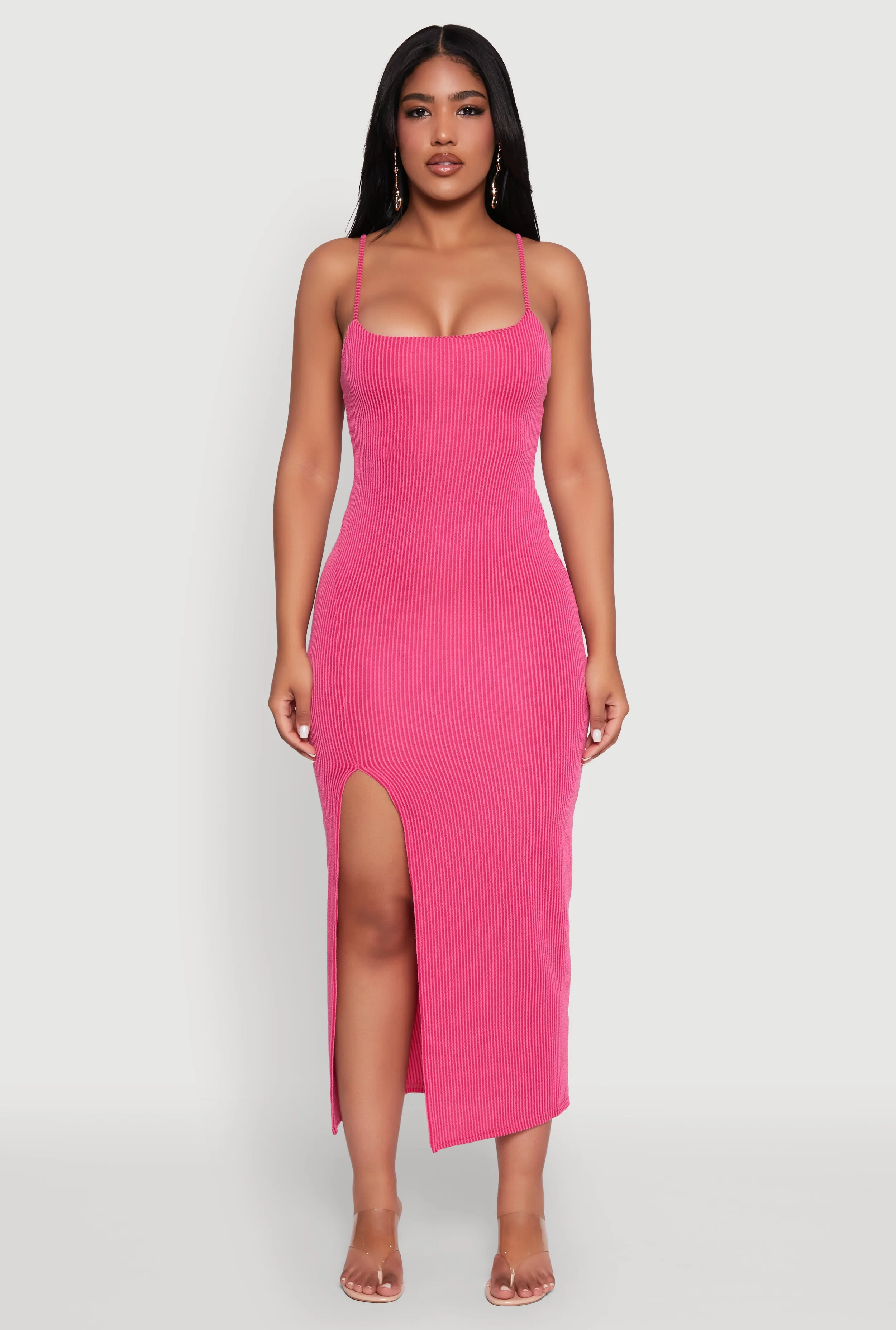 Rib Knit Side Slit Midi Dress sold by Rainbow product image thumbnail 2