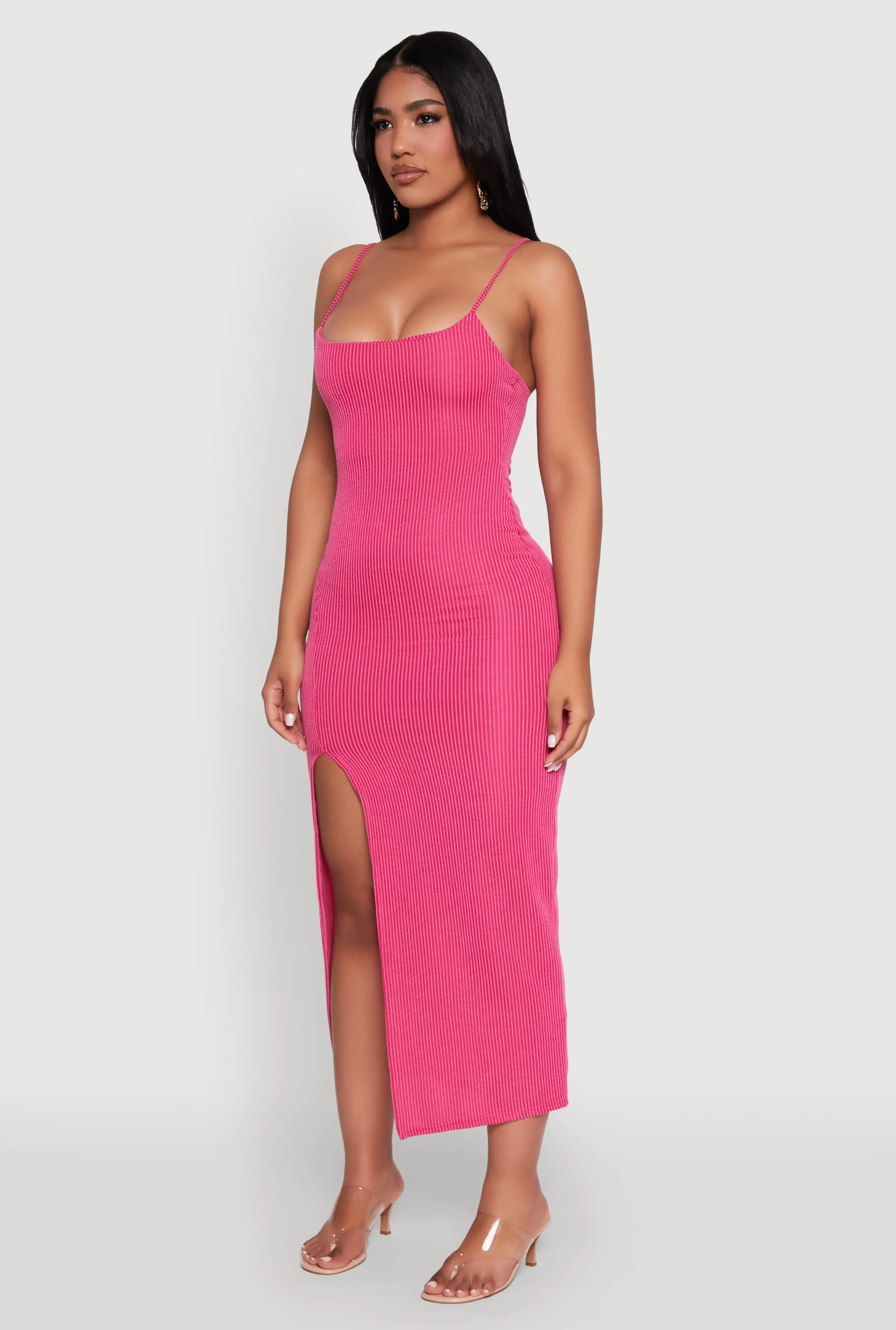 Rib Knit Side Slit Midi Dress sold by Rainbow product image thumbnail 3