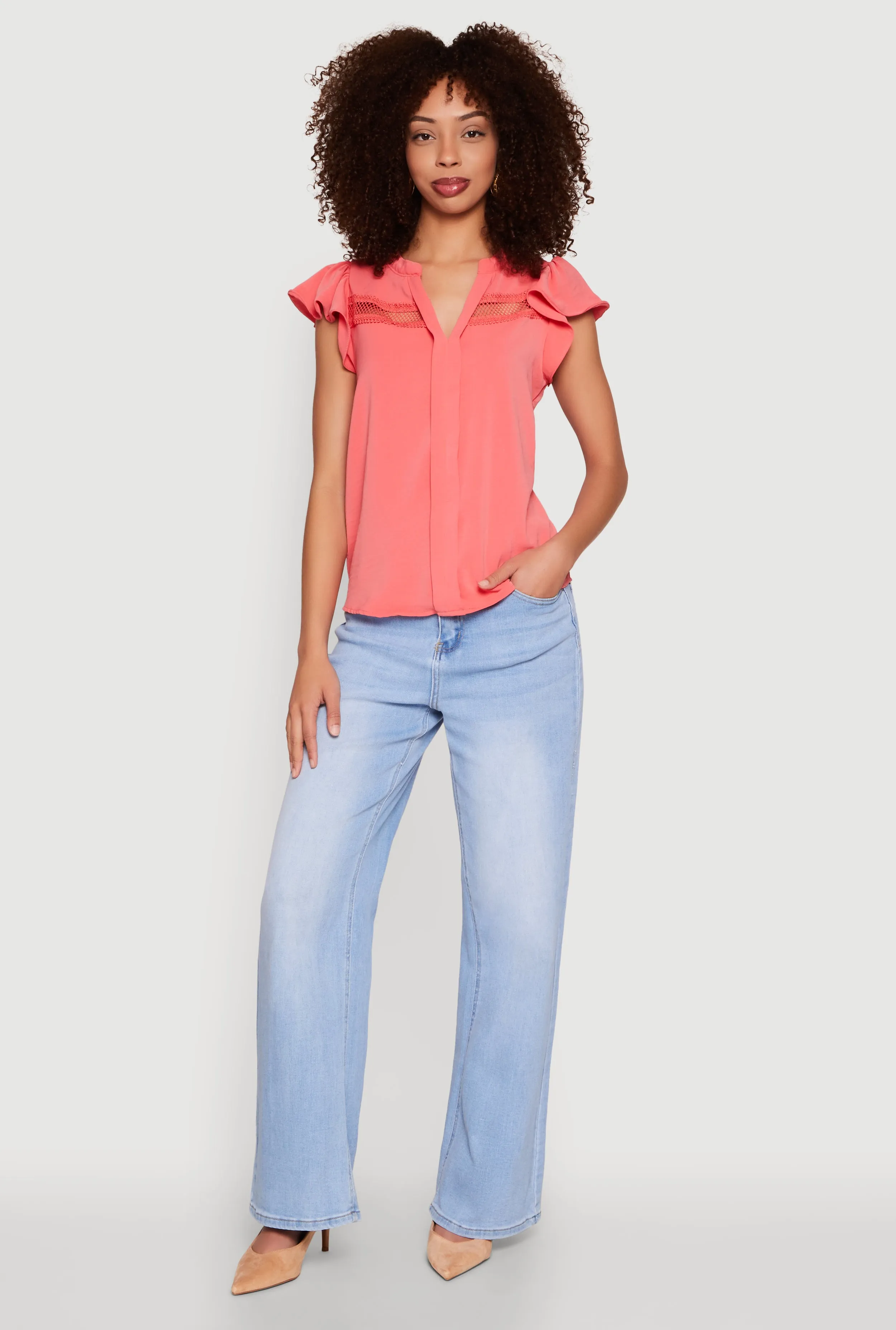 Iris Crepe Knit Flutter Sleeve Blouse sold by Rainbow product image thumbnail 3