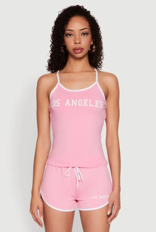 Los Angeles Graphic Contrast Trim Cami sold by Rainbow