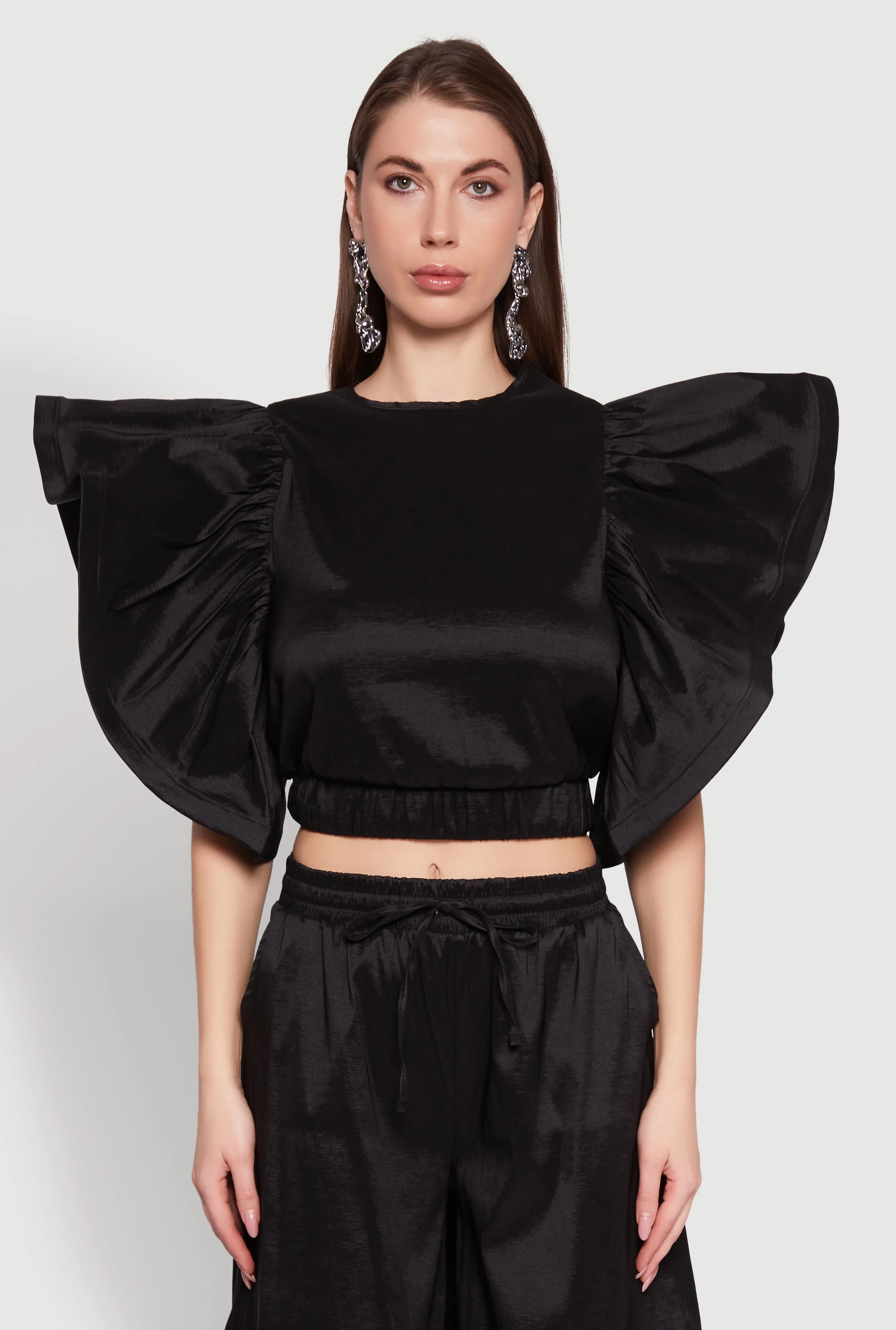 Flutter Sleeve Crop Top sold by Rainbow