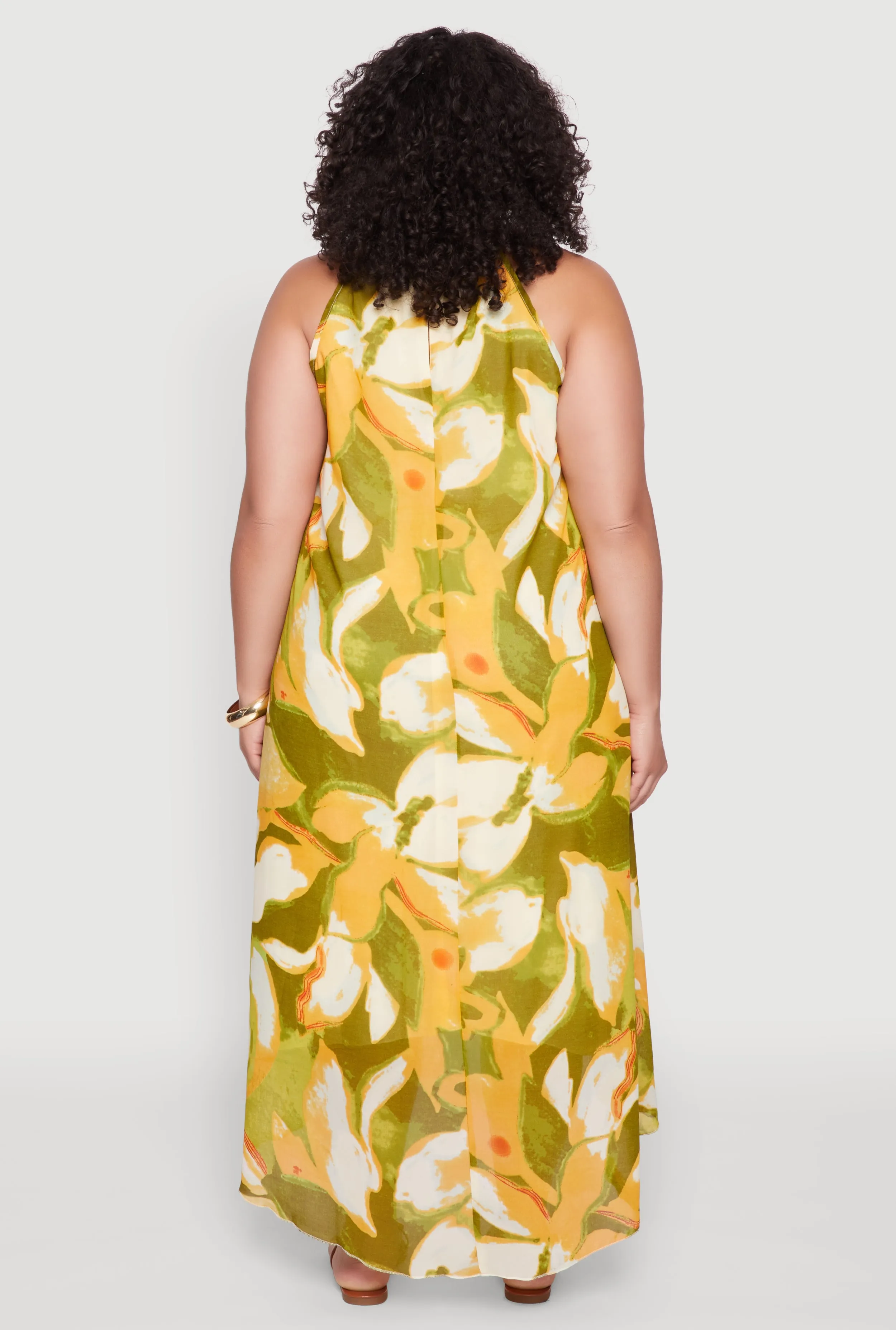 Plus Size Floral Print Keyhole High Low Shift Dress sold by Rainbow product image thumbnail 5