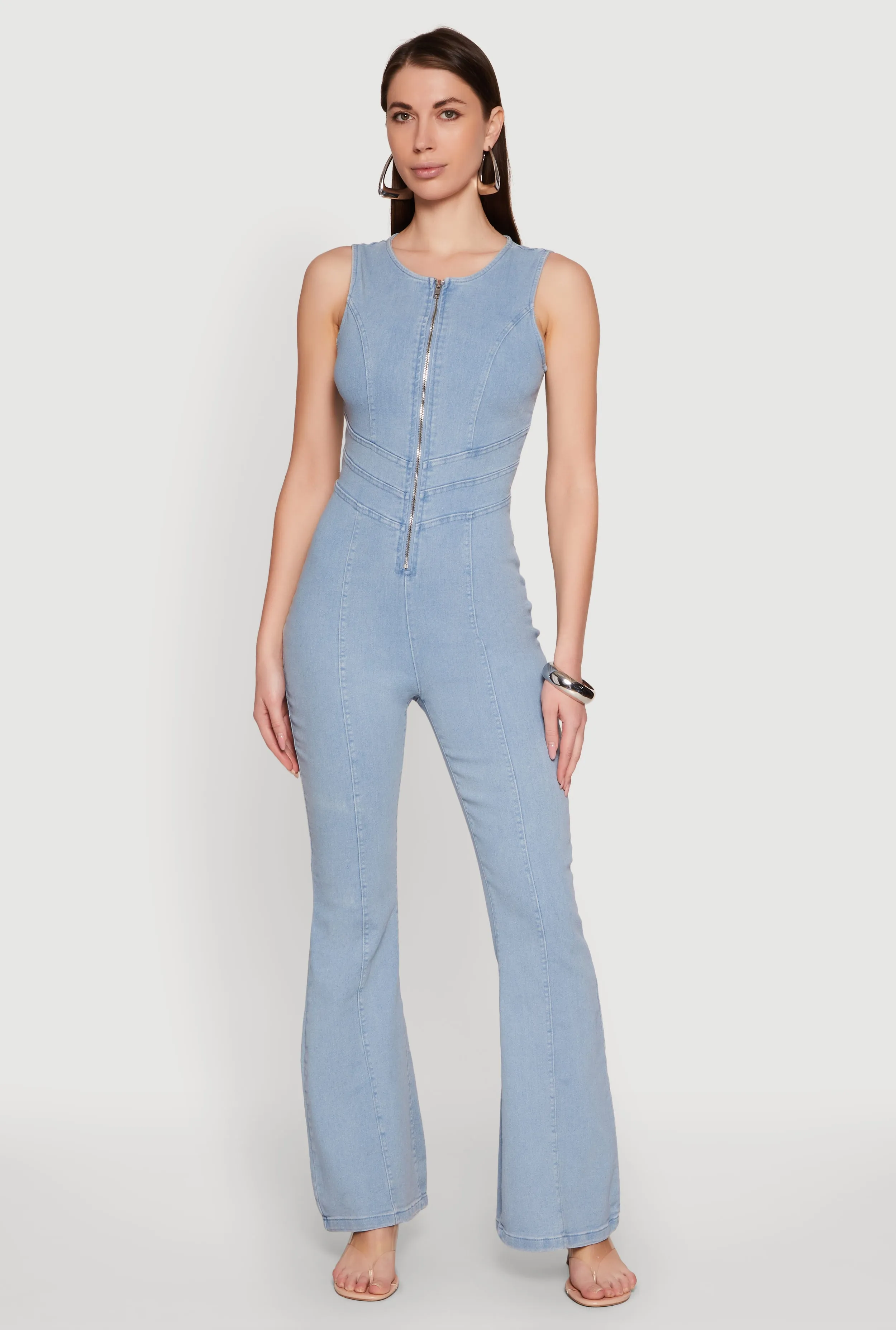 Denim Zip Front Sleeveless Jumpsuit sold by Rainbow product image thumbnail 2