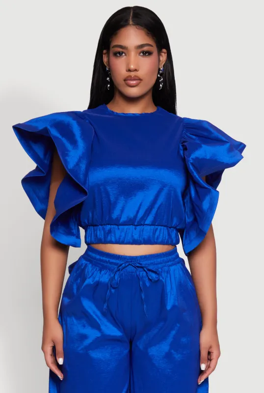 Flutter Sleeve Crop Top sold by Rainbow