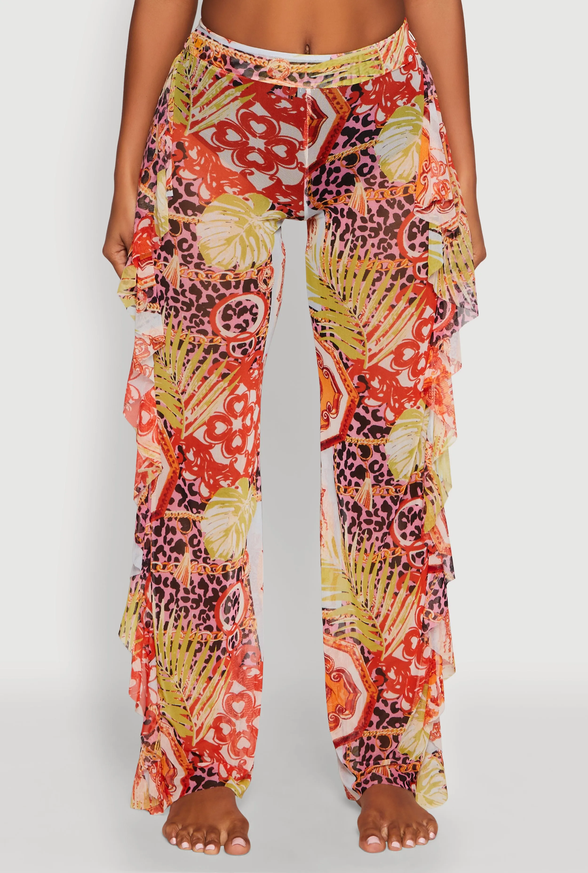 Printed Pattern Ruffle Trim Cover Up Pants sold by Rainbow product image thumbnail 5