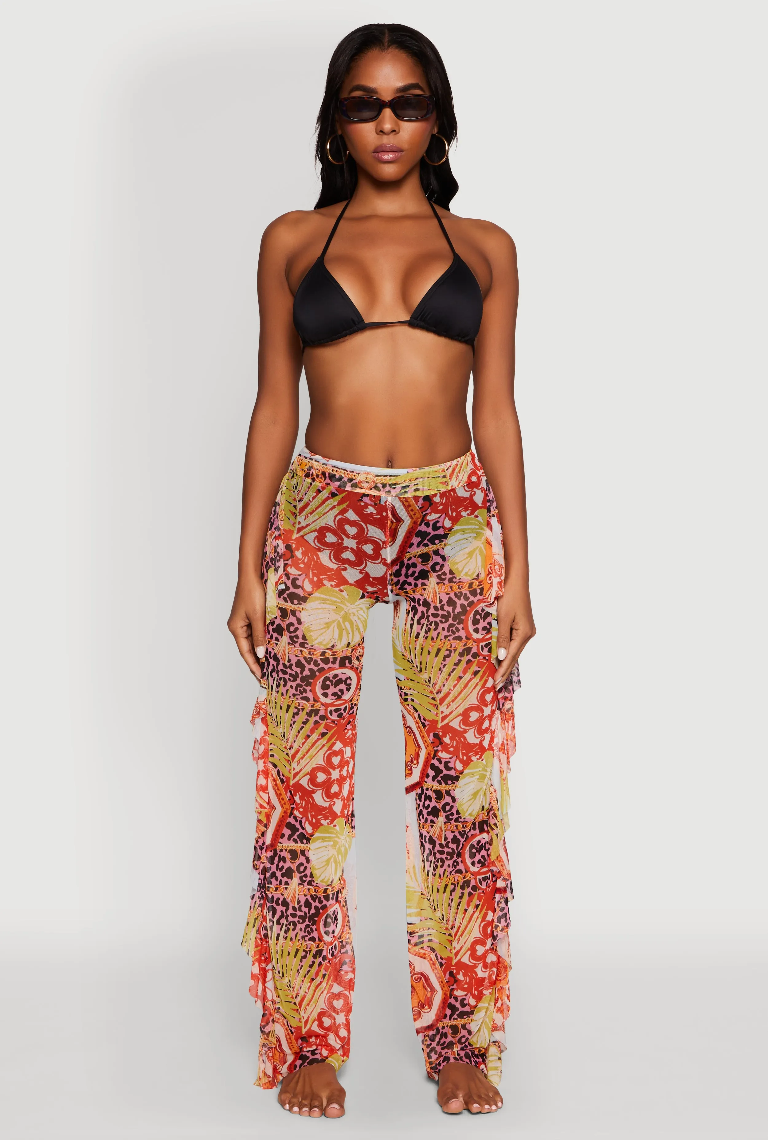 Printed Pattern Ruffle Trim Cover Up Pants sold by Rainbow product image thumbnail 2