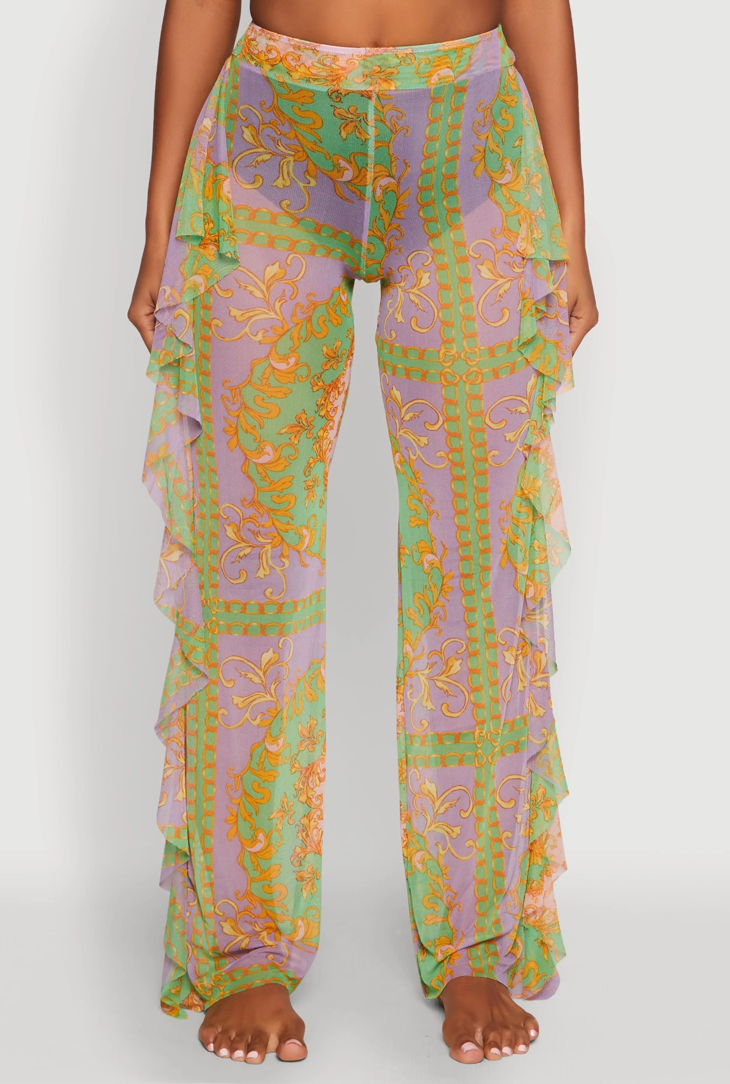 Printed Pattern Ruffle Trim Cover Up Pants sold by Rainbow product image thumbnail 5
