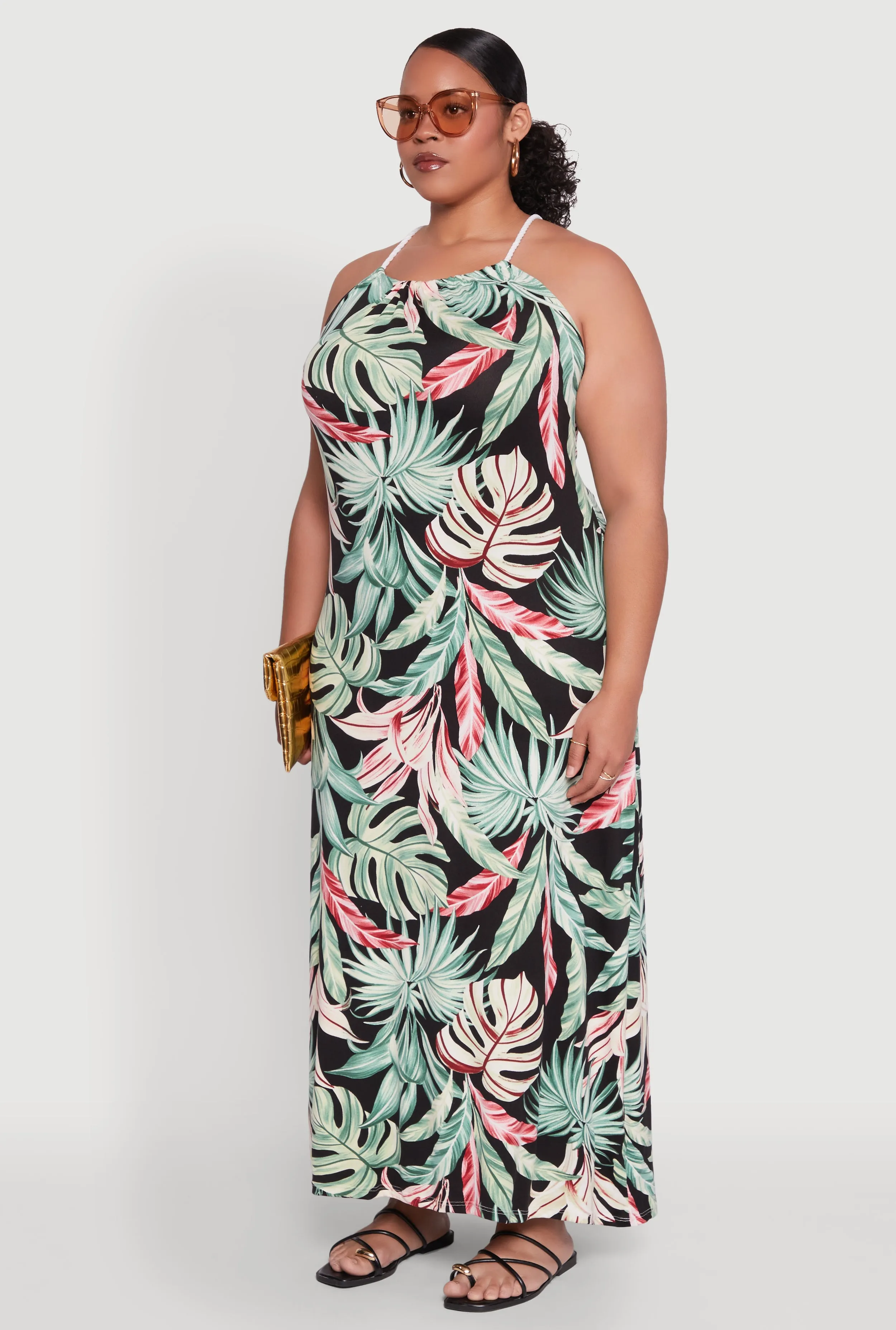 Plus Size Leaf Print Maxi Dress sold by Rainbow product image thumbnail 3