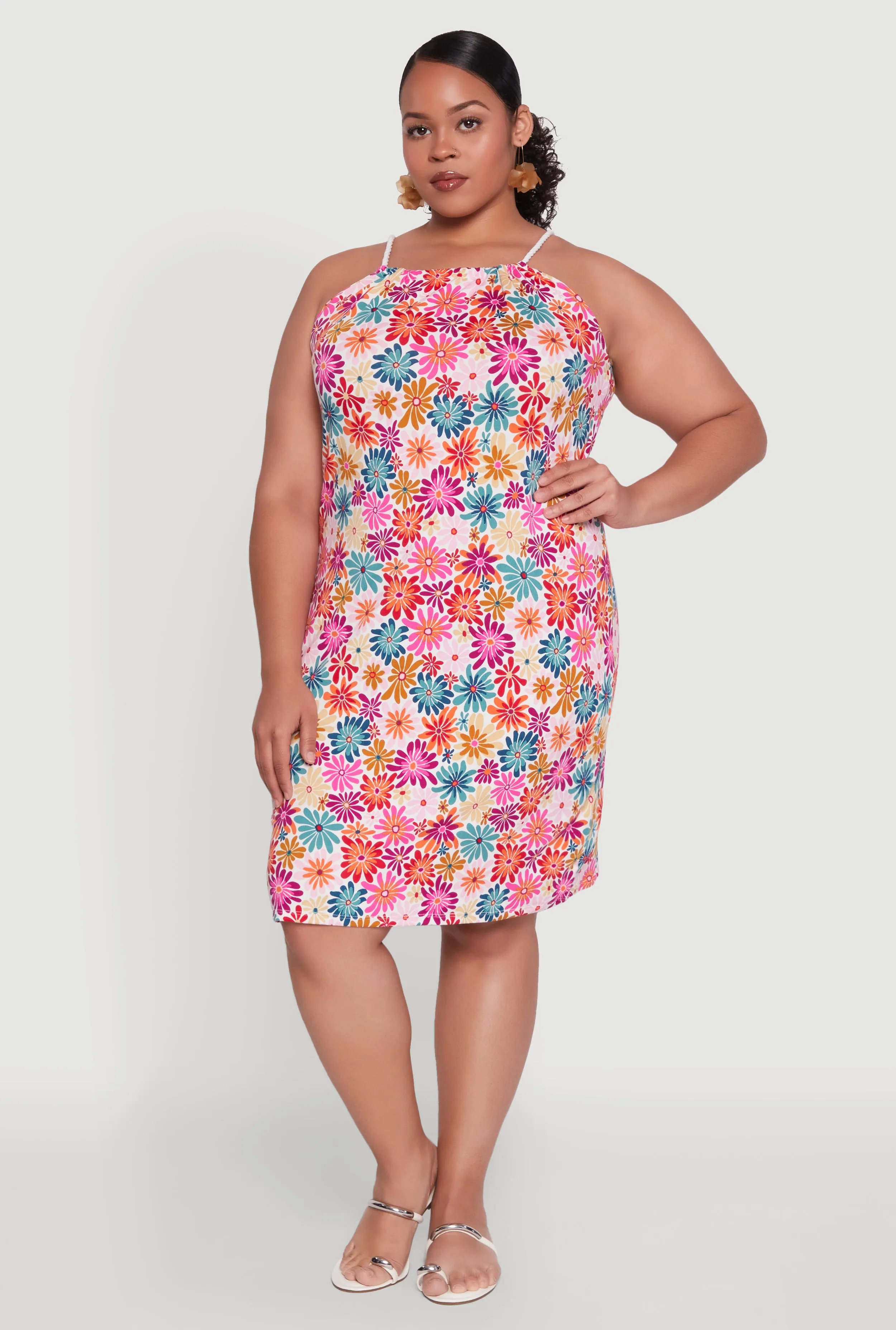 Plus Size Flower Print Sleeveless Dress sold by Rainbow