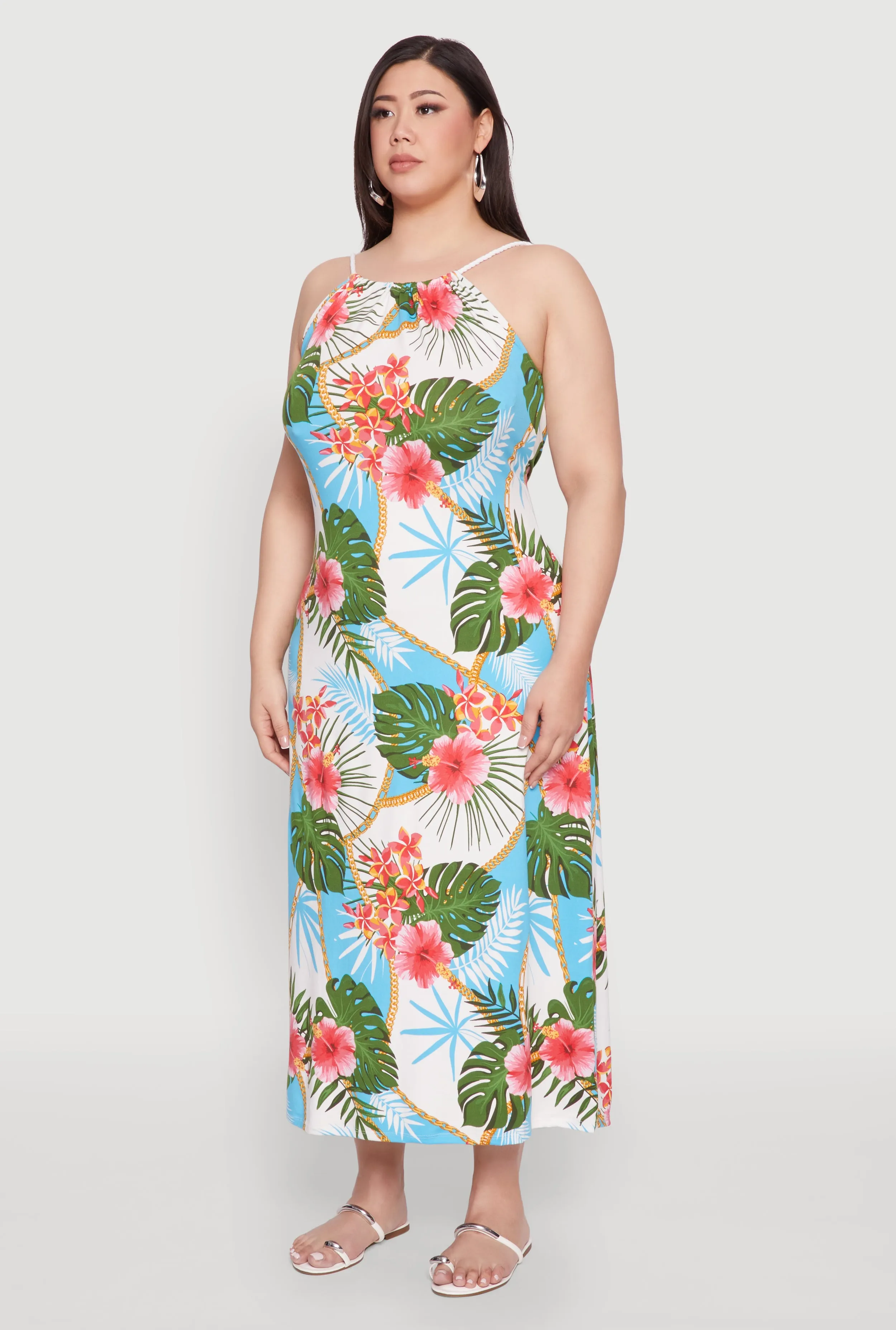 Plus Size Floral Chain Print Maxi Dress sold by Rainbow product image thumbnail 3