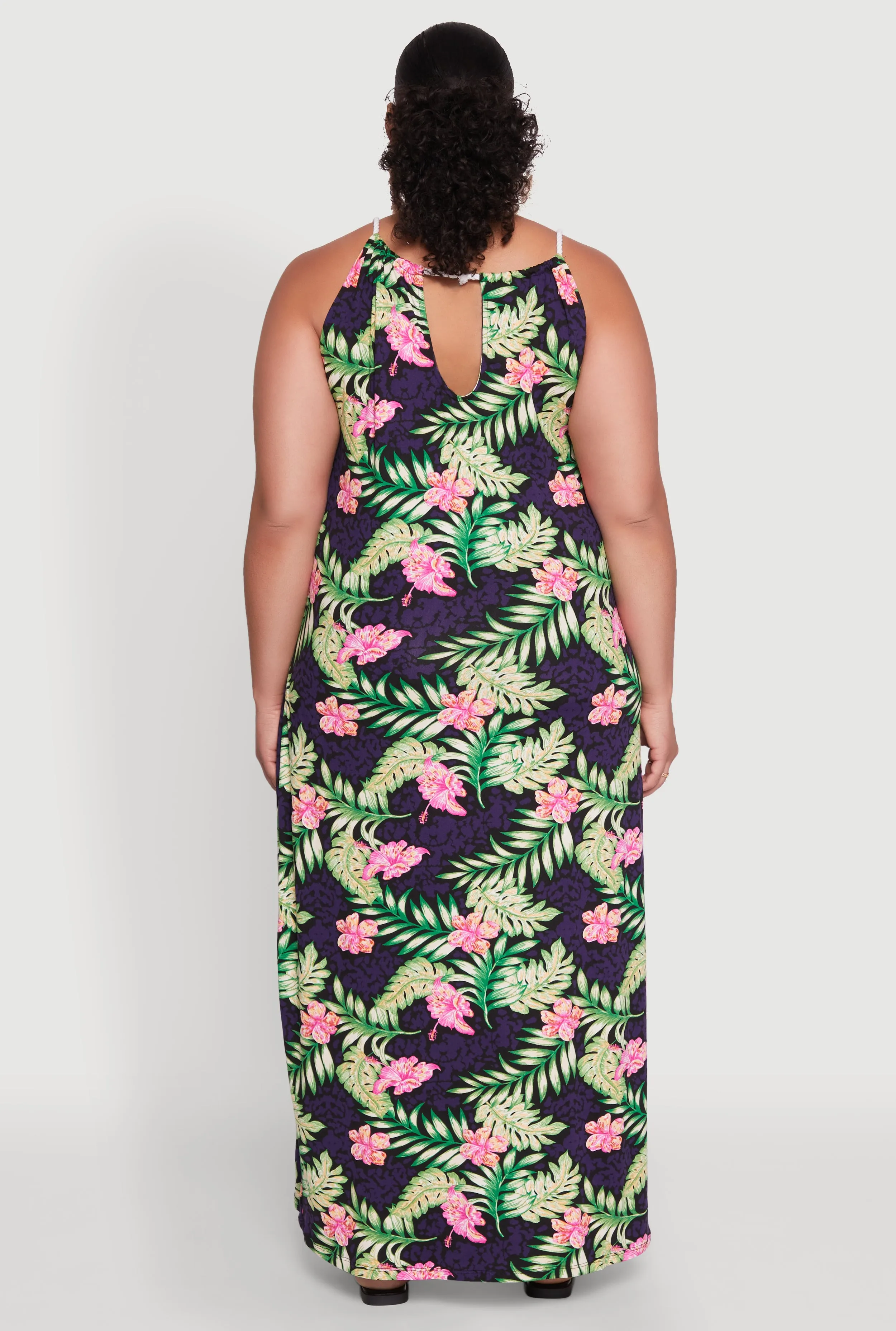 Plus Size Leaf Print Rope Strap Maxi Dress sold by Rainbow product image thumbnail 5