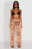 Printed Pattern Ruffle Trim Cover Up Pants sold by Rainbow