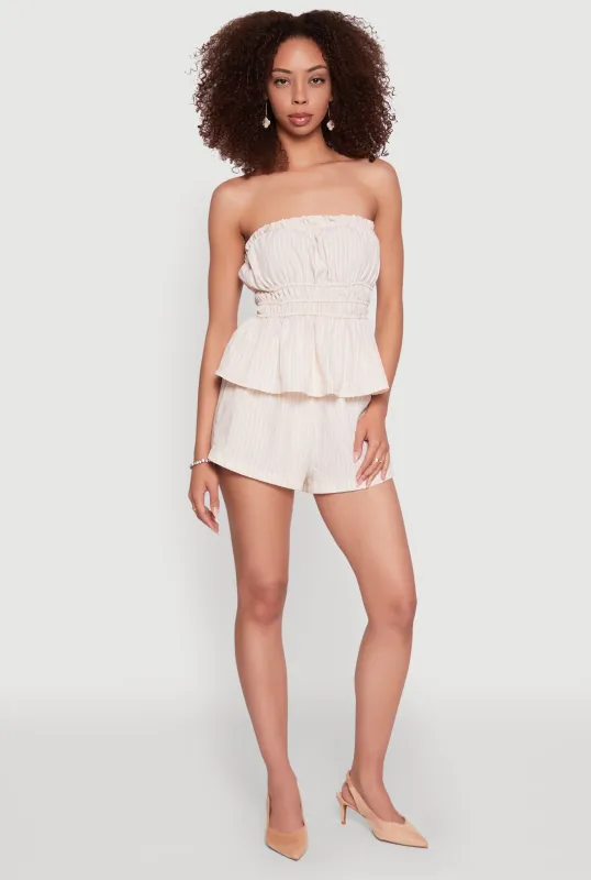 Haute Monde Pinstripe Paper Bag Waist Shorts sold by Rainbow