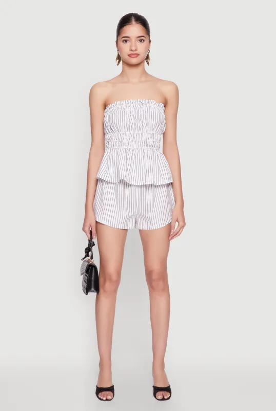Haute Monde Pinstripe Paper Bag Waist Shorts sold by Rainbow