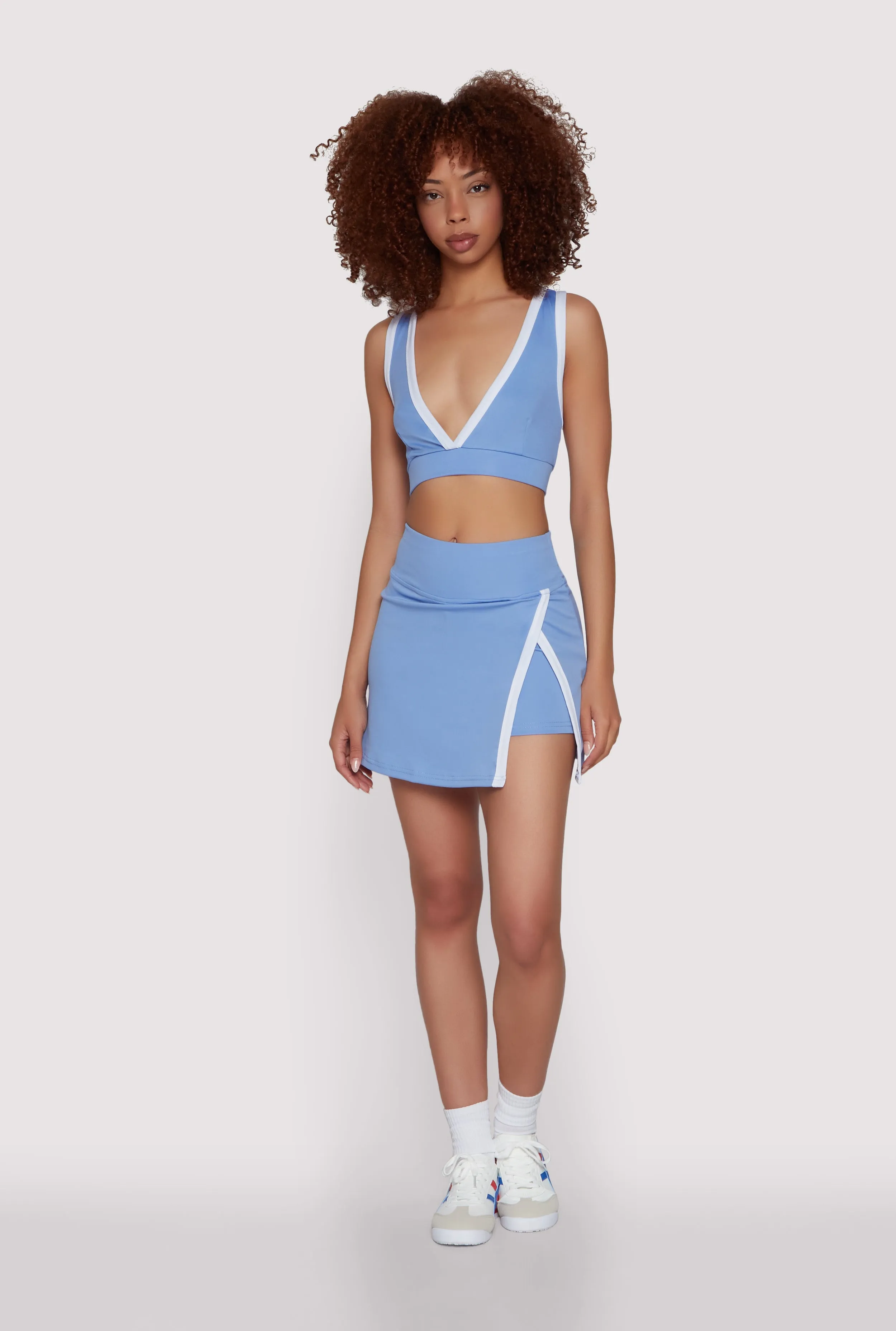 Contrast Trim V Neck Racerback Crop Top sold by Rainbow product image thumbnail 3