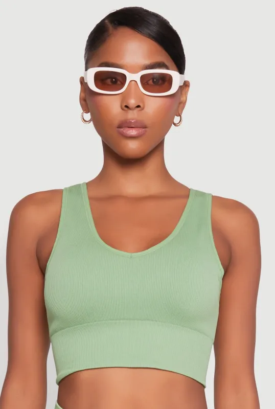 Seamless V Neck Active Crop Top sold by Rainbow