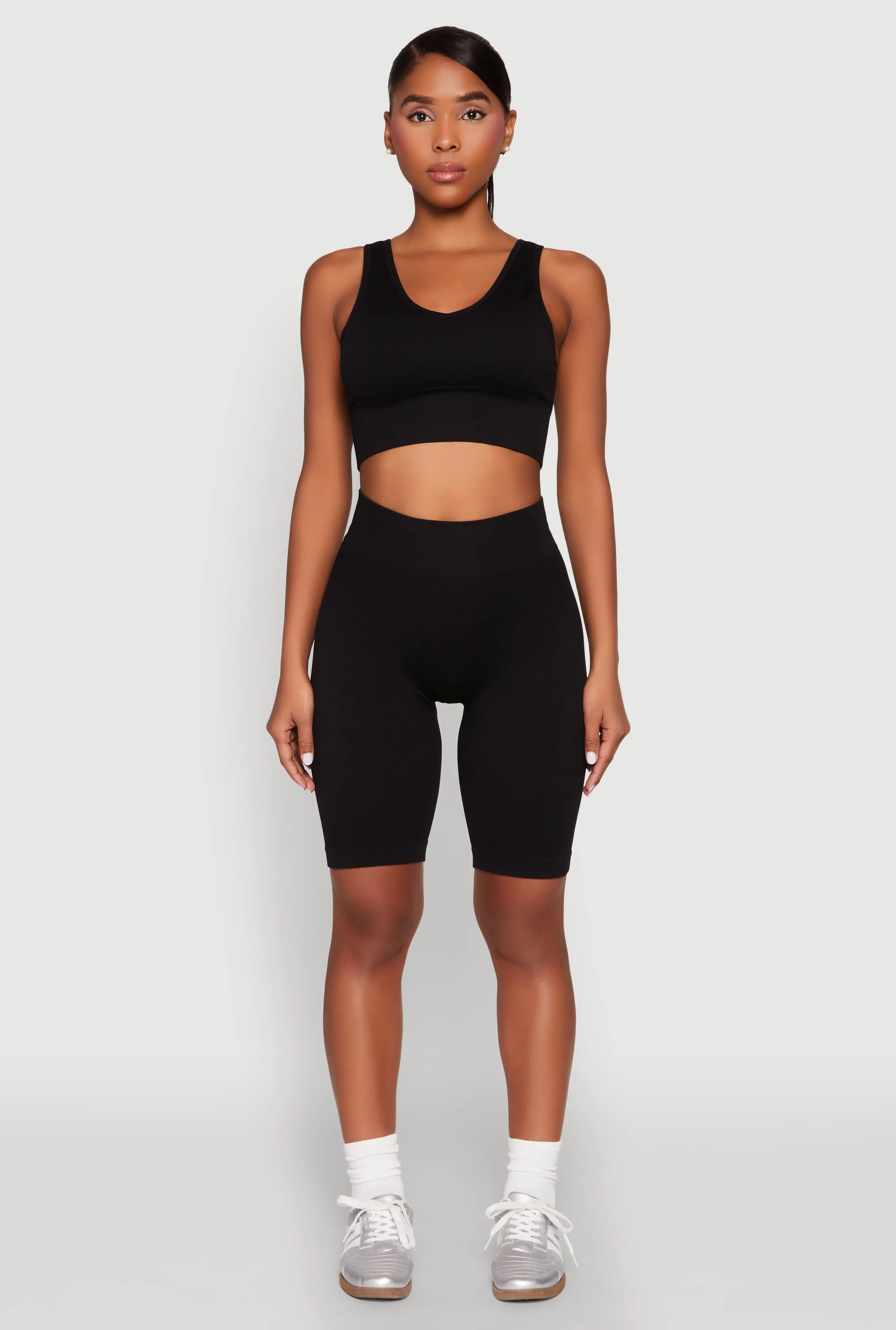 Seamless V Neck Active Crop Top sold by Rainbow product image thumbnail 2