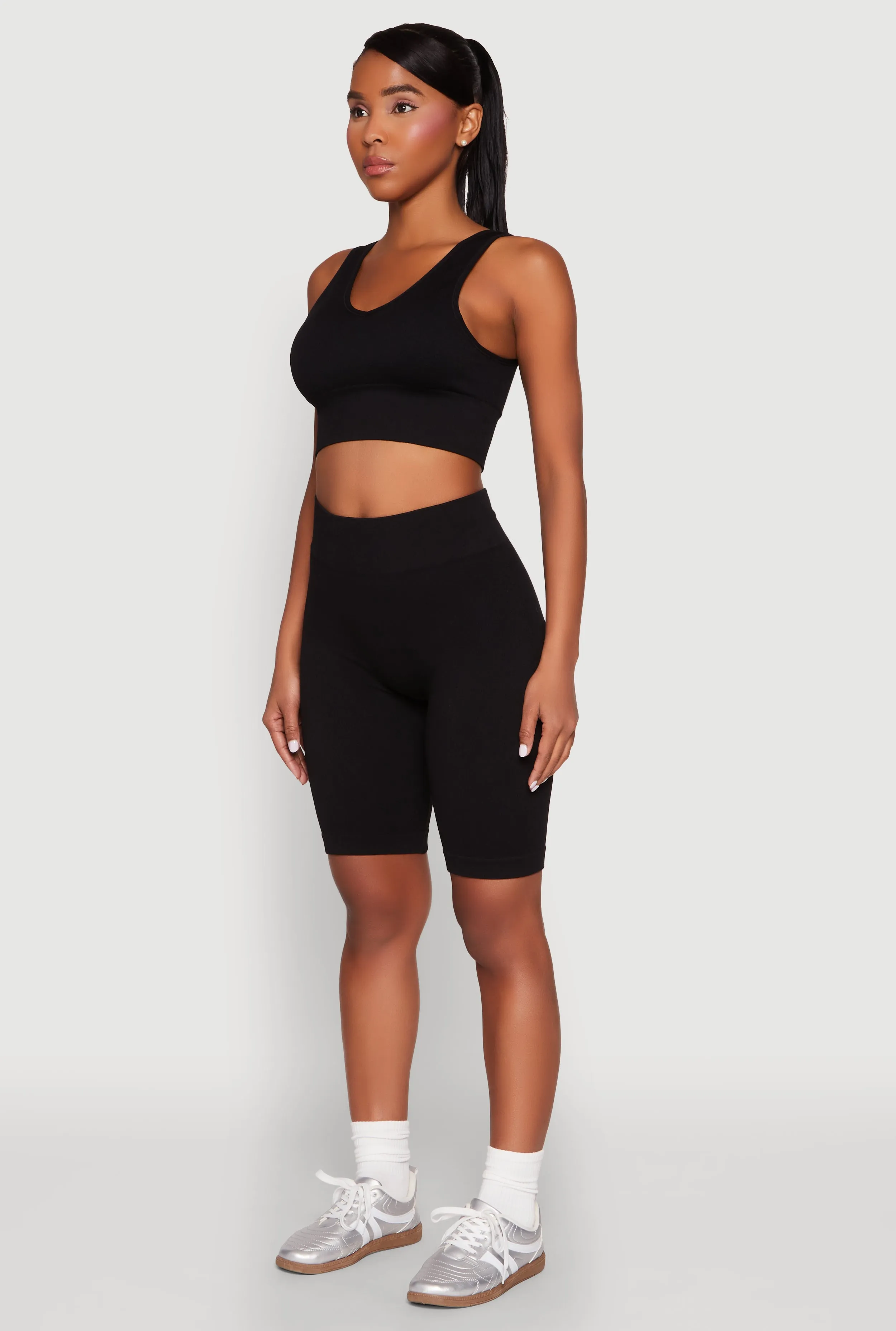 Seamless V Neck Active Crop Top sold by Rainbow product image thumbnail 5