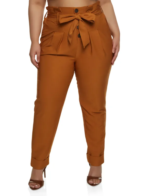 Plus Size Paperbag Pleated Pants sold by Rainbow