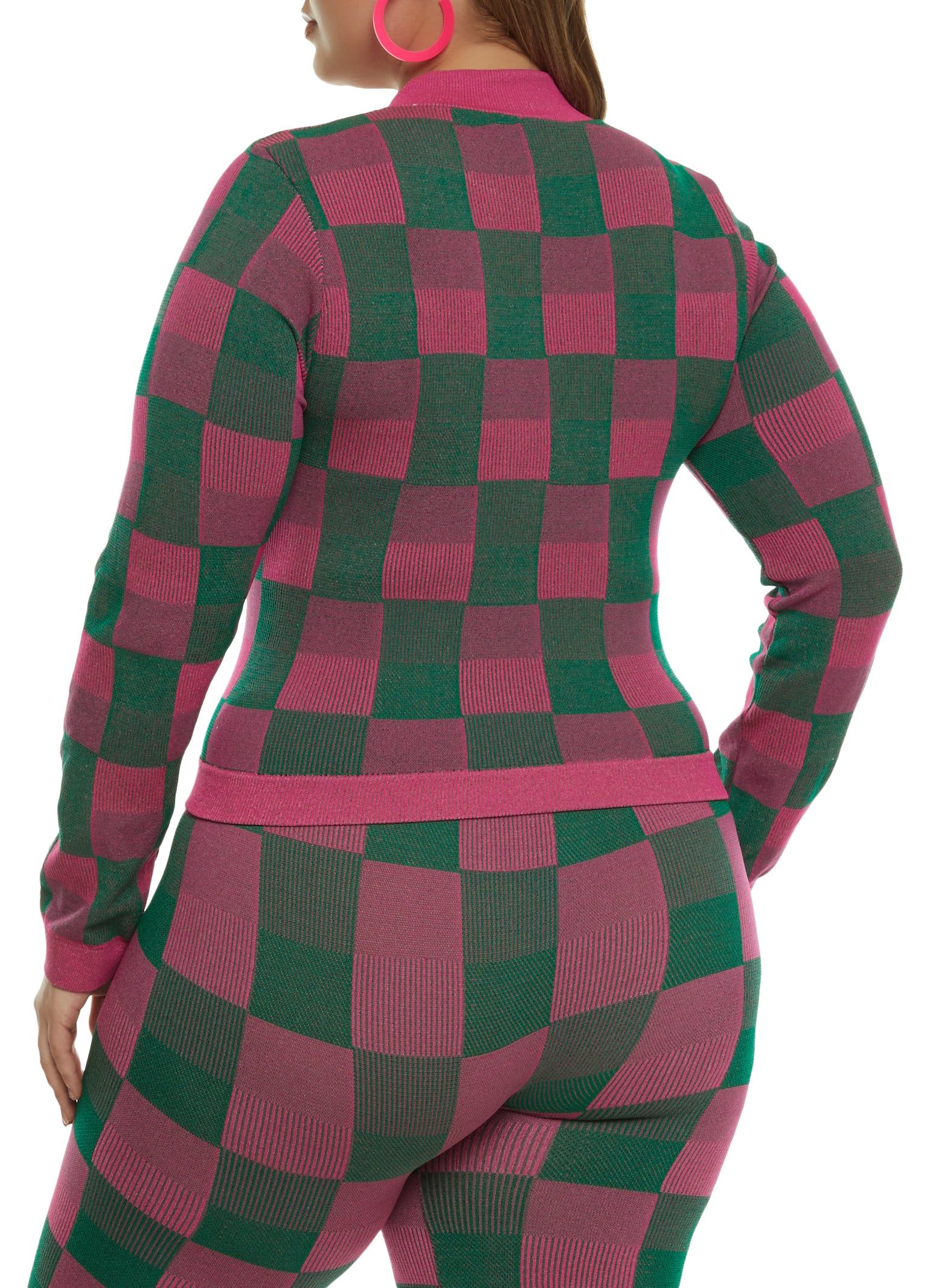 Plus Size Seamless Checkered Track Jacket sold by Rainbow product image thumbnail 3