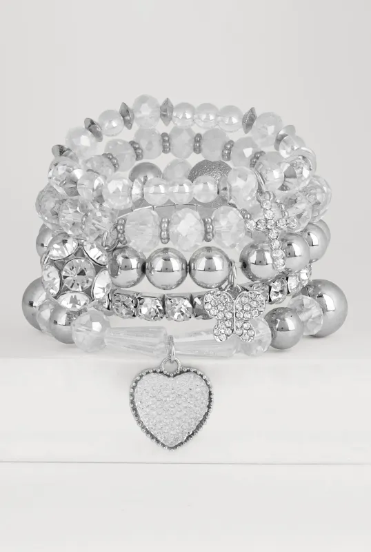 Beaded Rhinestone Charm Bracelets Set of 5 sold by Rainbow
