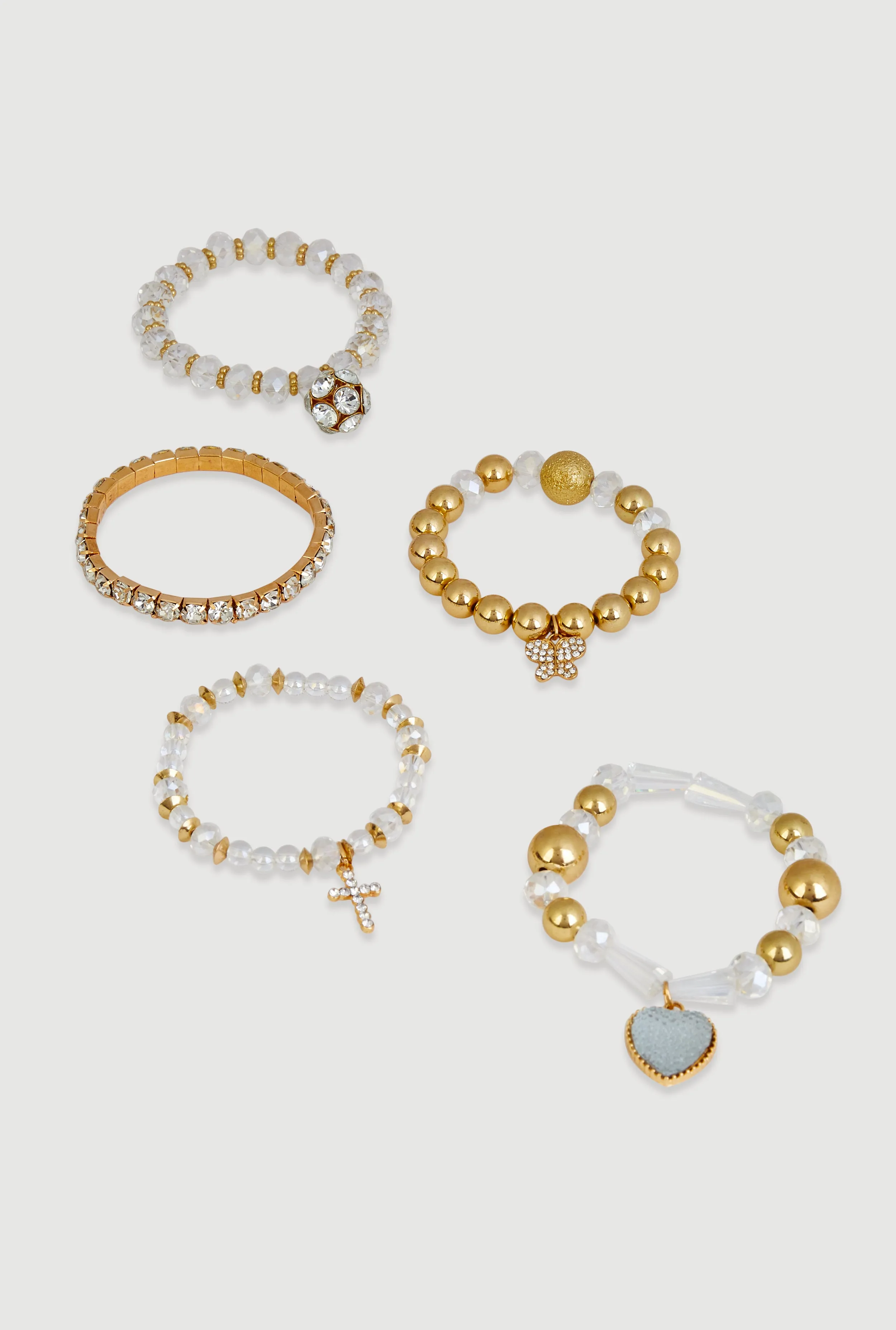 Beaded Rhinestone Charm Bracelets Set of 5 sold by Rainbow product image thumbnail 3