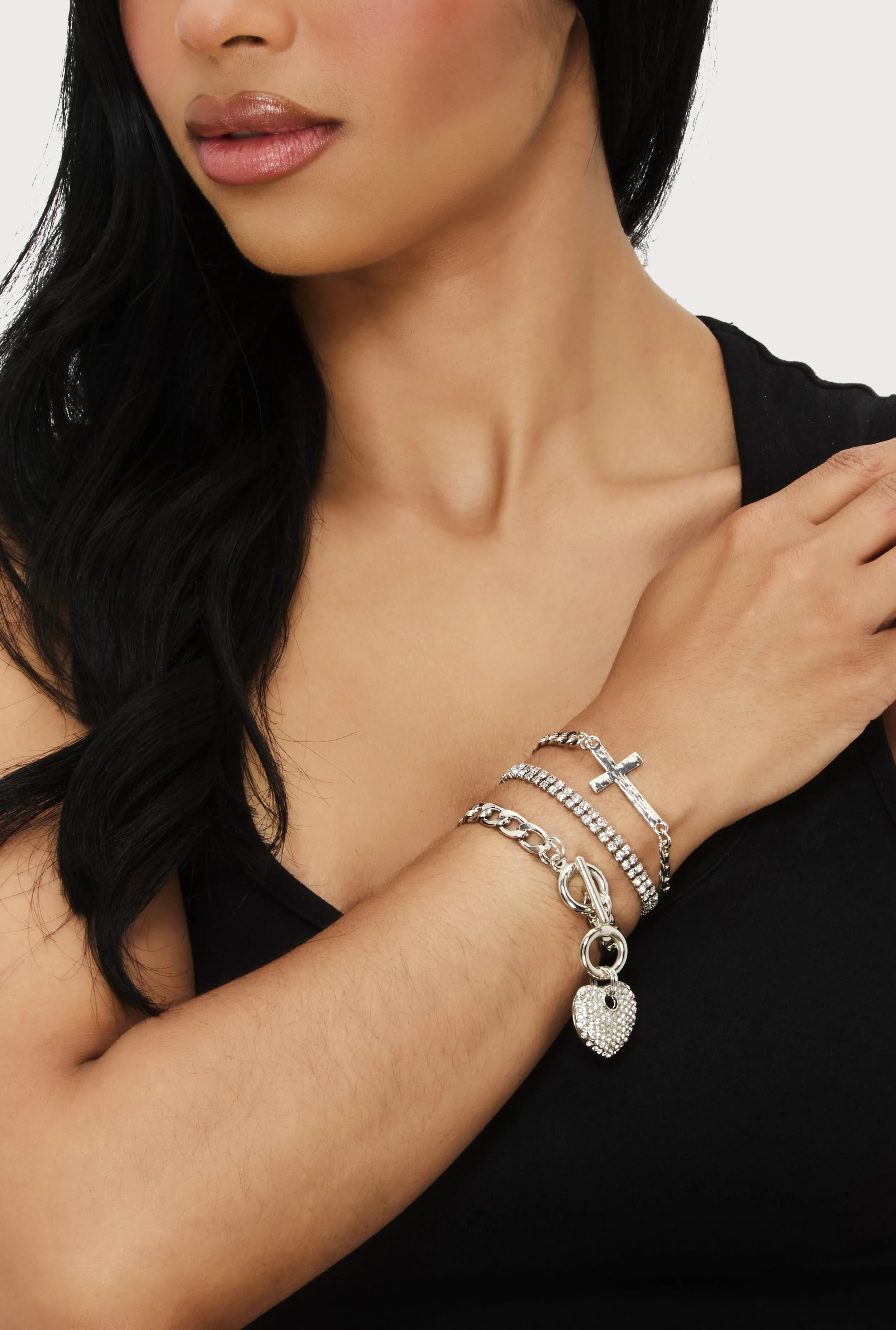 Cubic Zirconia Chain Charm Bracelet Trio sold by Rainbow product image thumbnail 2