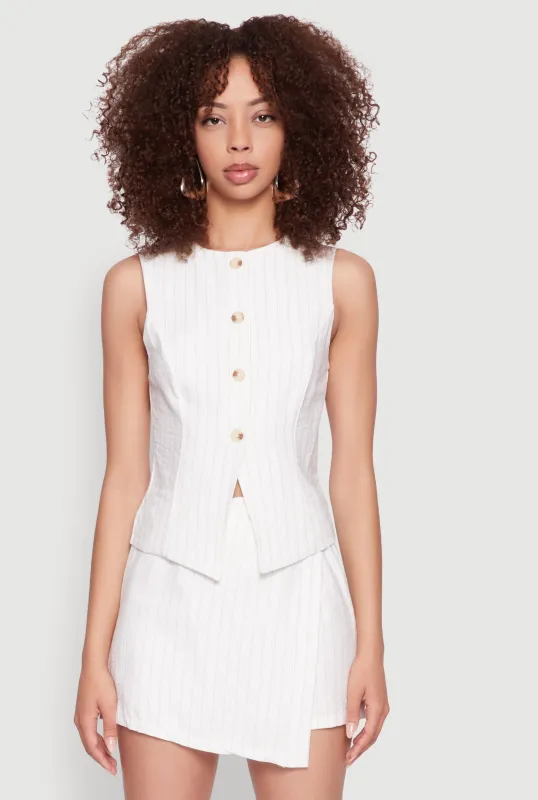 Pinstripe Button Front Blazer Vest sold by Rainbow