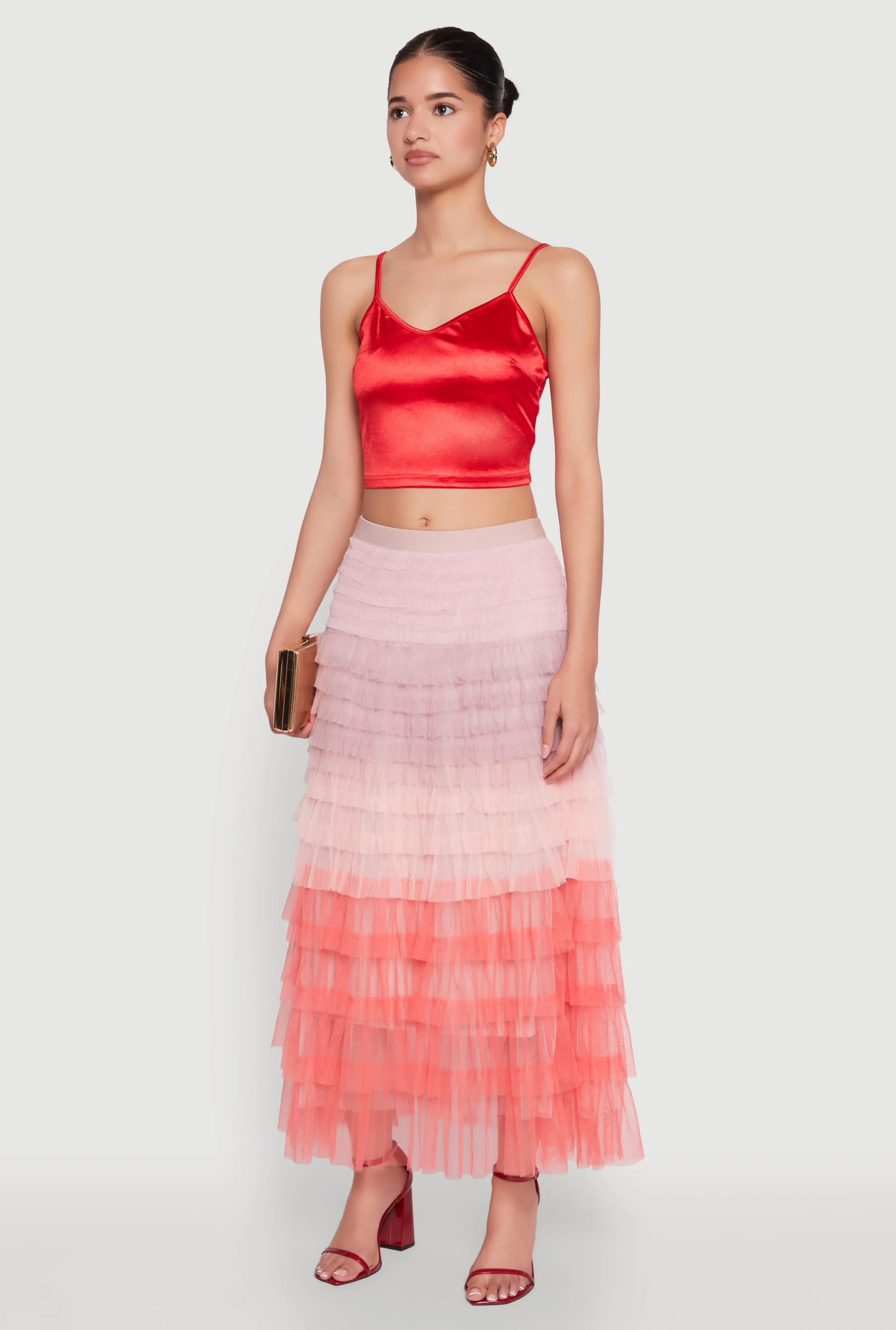 Satin V Neck Crop Top sold by Rainbow product image thumbnail 5