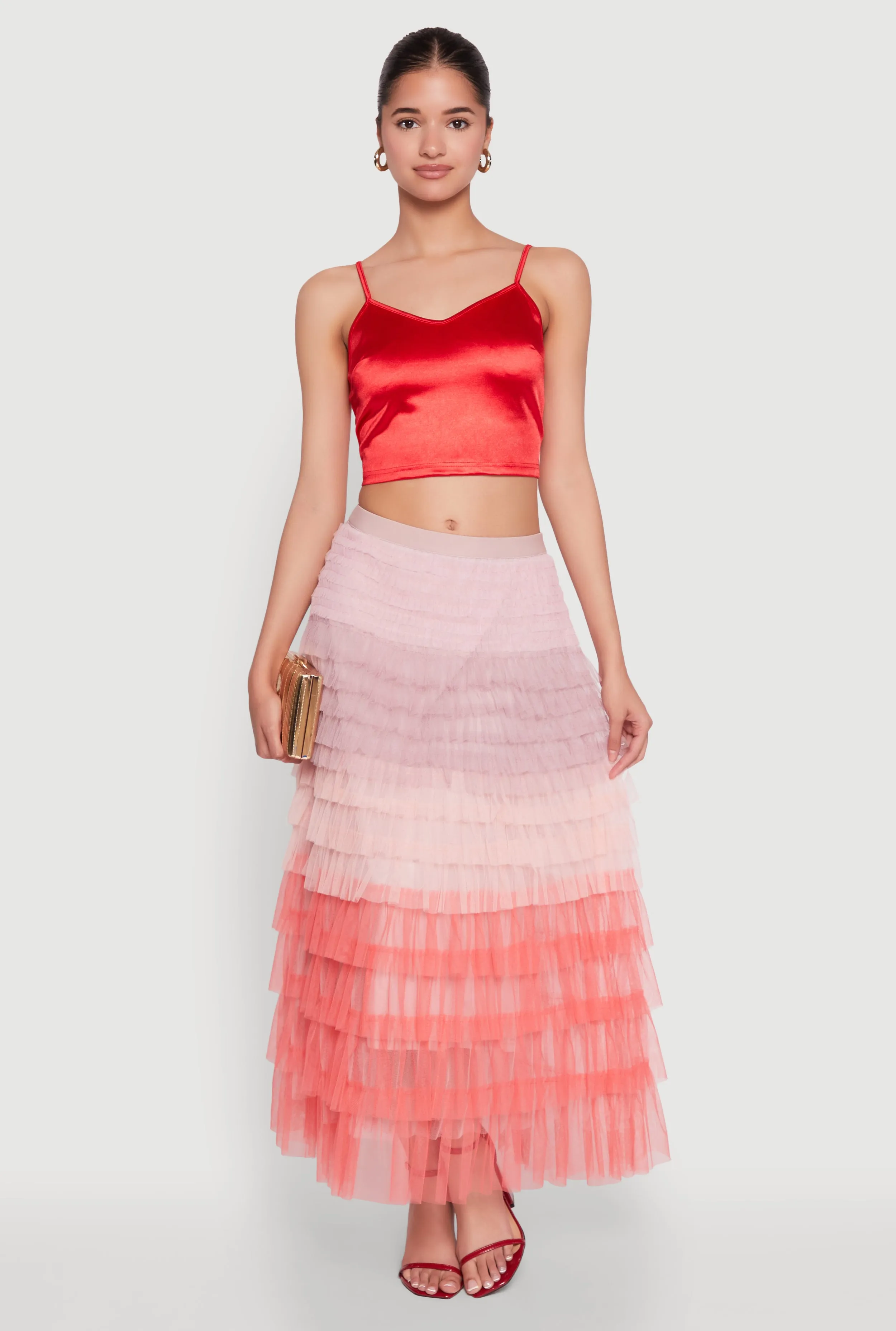 Satin V Neck Crop Top sold by Rainbow product image thumbnail 2