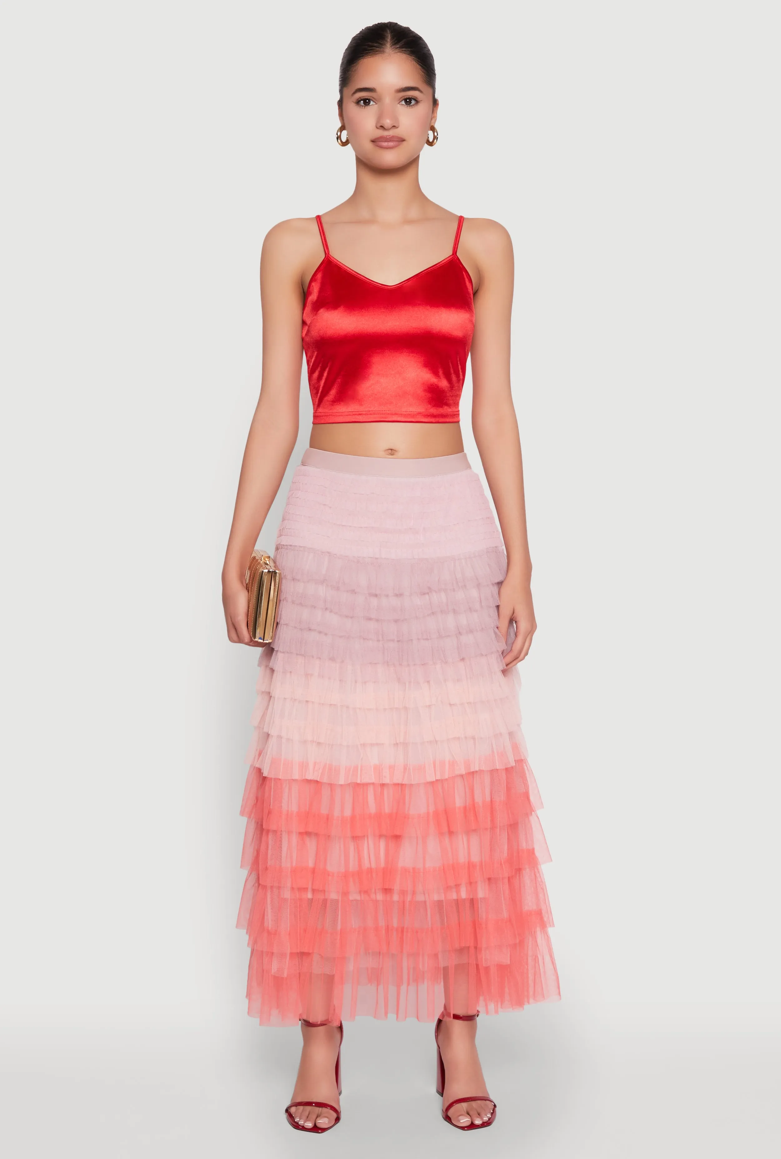 Satin V Neck Crop Top sold by Rainbow product image thumbnail 3