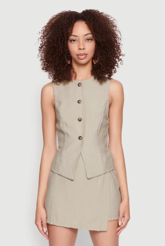 Pinstripe Button Front Blazer Vest sold by Rainbow