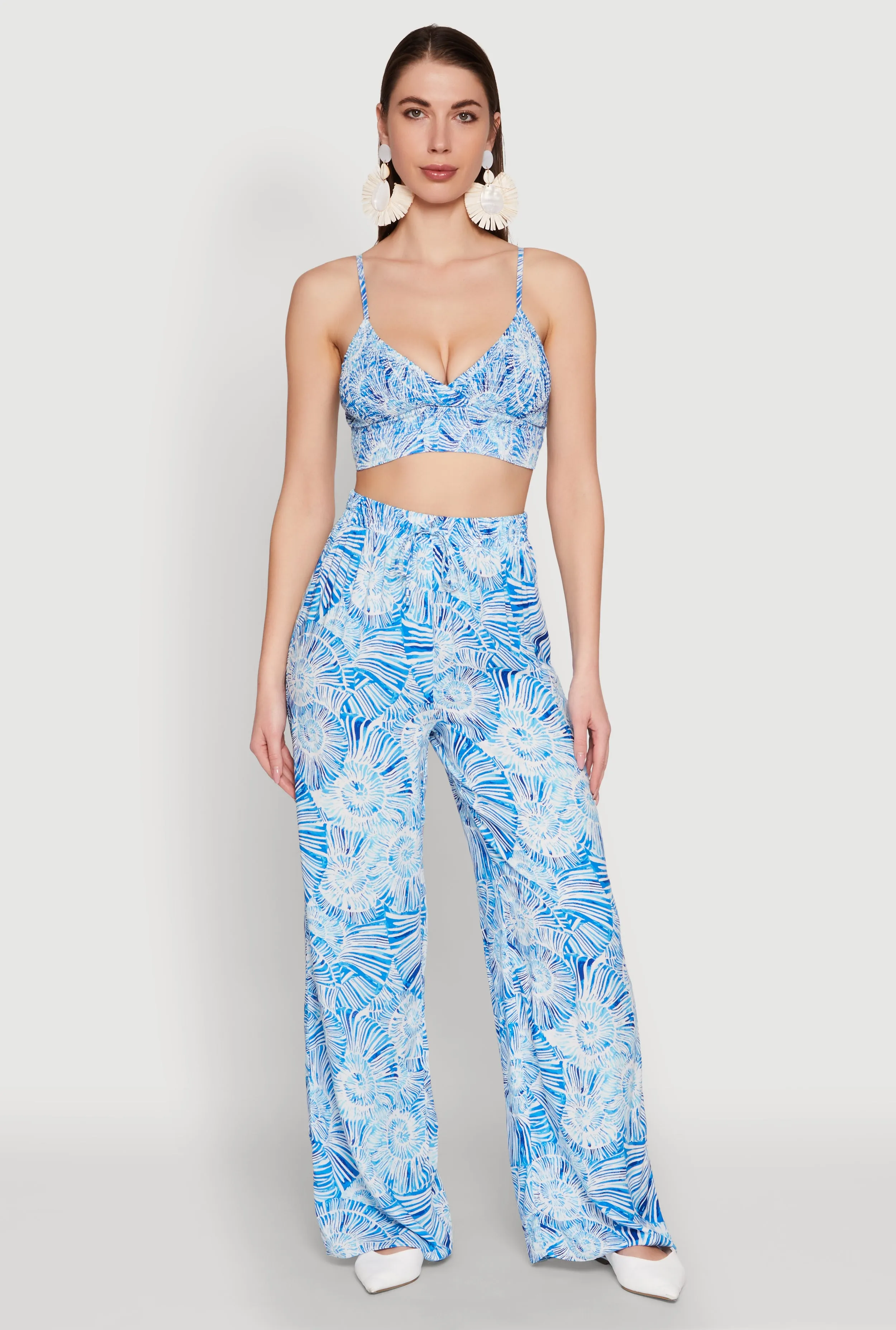 Almost Famous Tropical Print Palazzo Pants sold by Rainbow