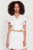 Haute Monde Flutter Sleeve Side Tie Wrap Top sold by Rainbow