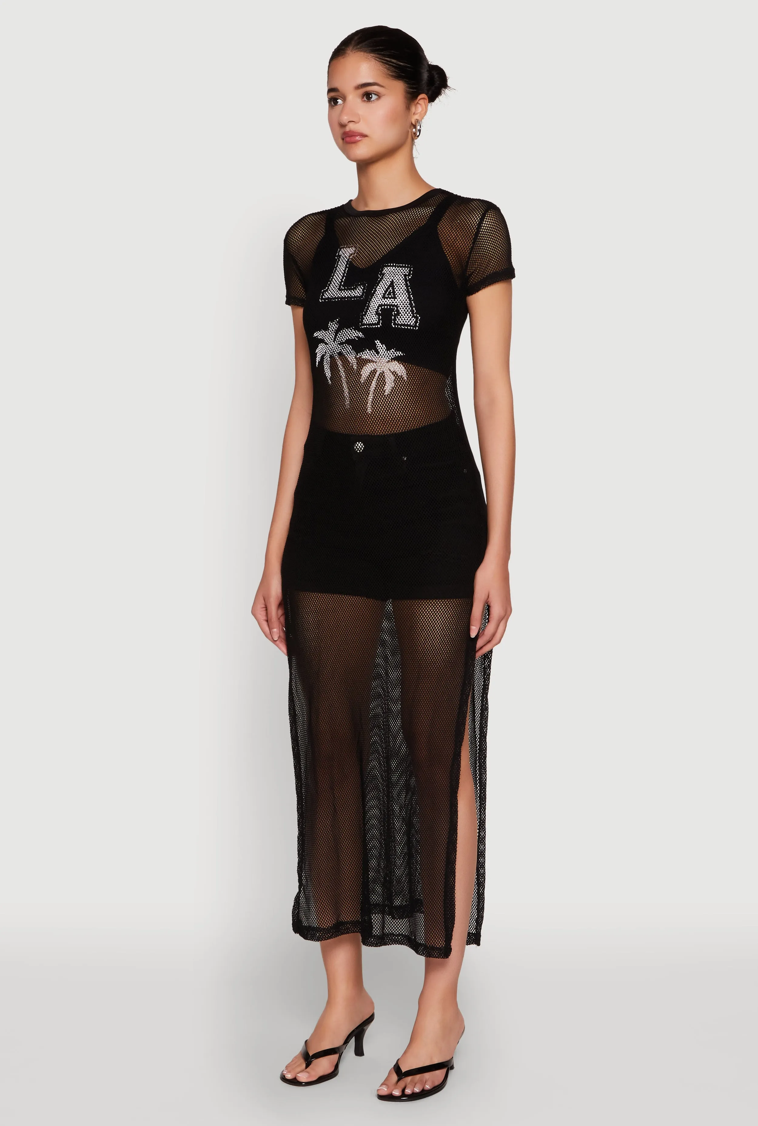 Fishnet LA Graphic Side Slit Maxi Top sold by Rainbow product image thumbnail 3