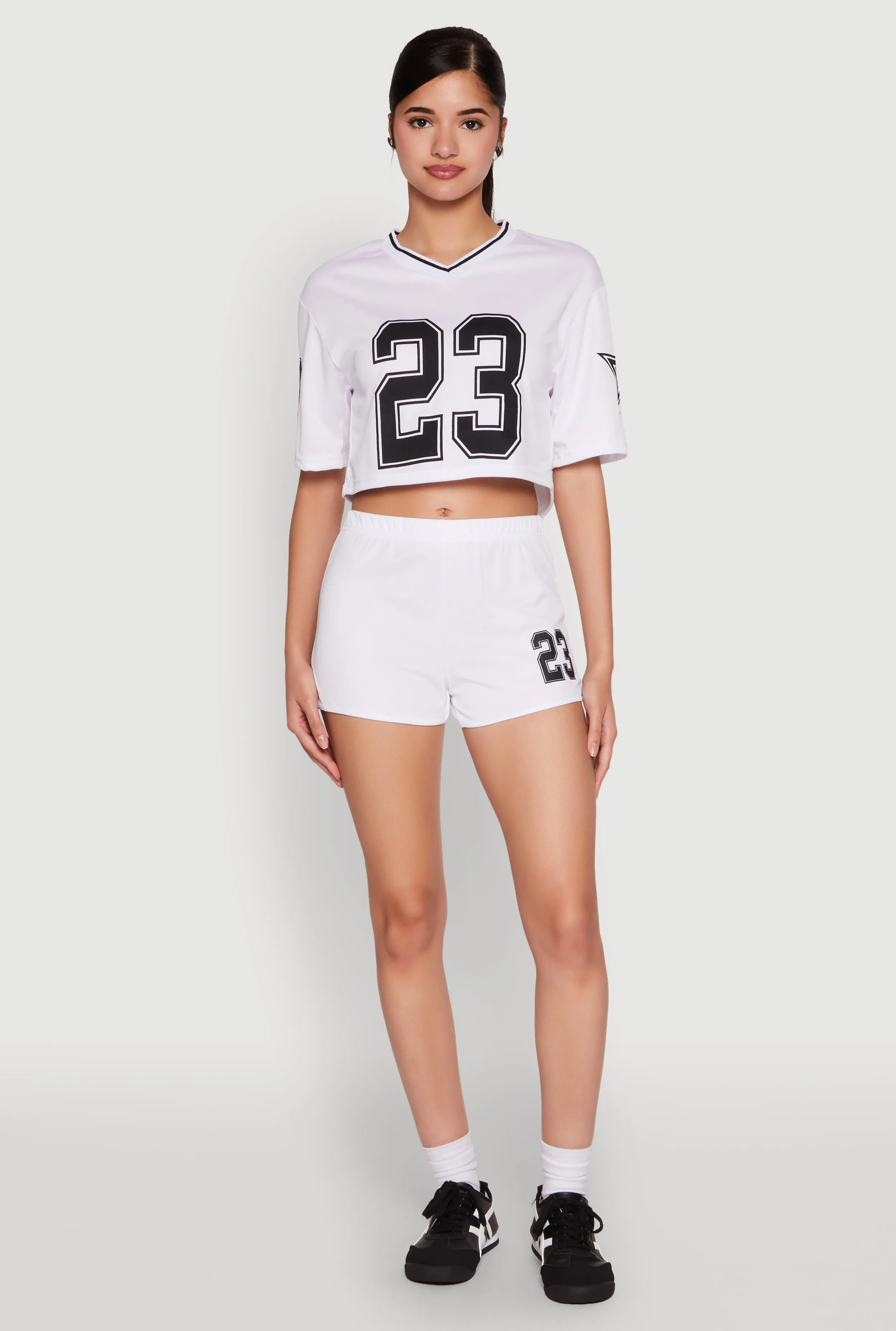 Jersey Mesh 23 Graphic Contrast Trim Crop Top sold by Rainbow product image thumbnail 2