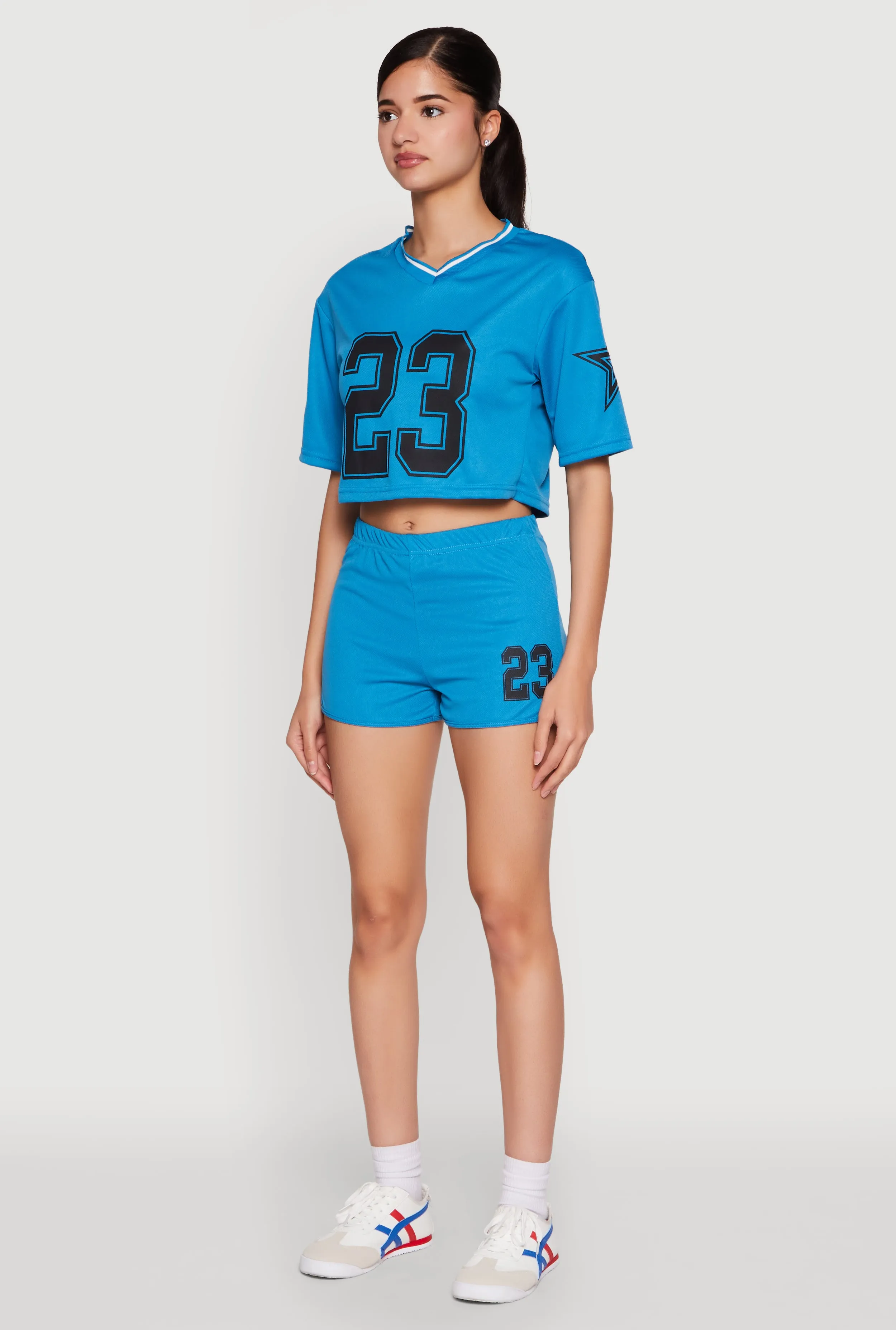 Jersey Mesh 23 Graphic Contrast Trim Crop Top sold by Rainbow product image thumbnail 5