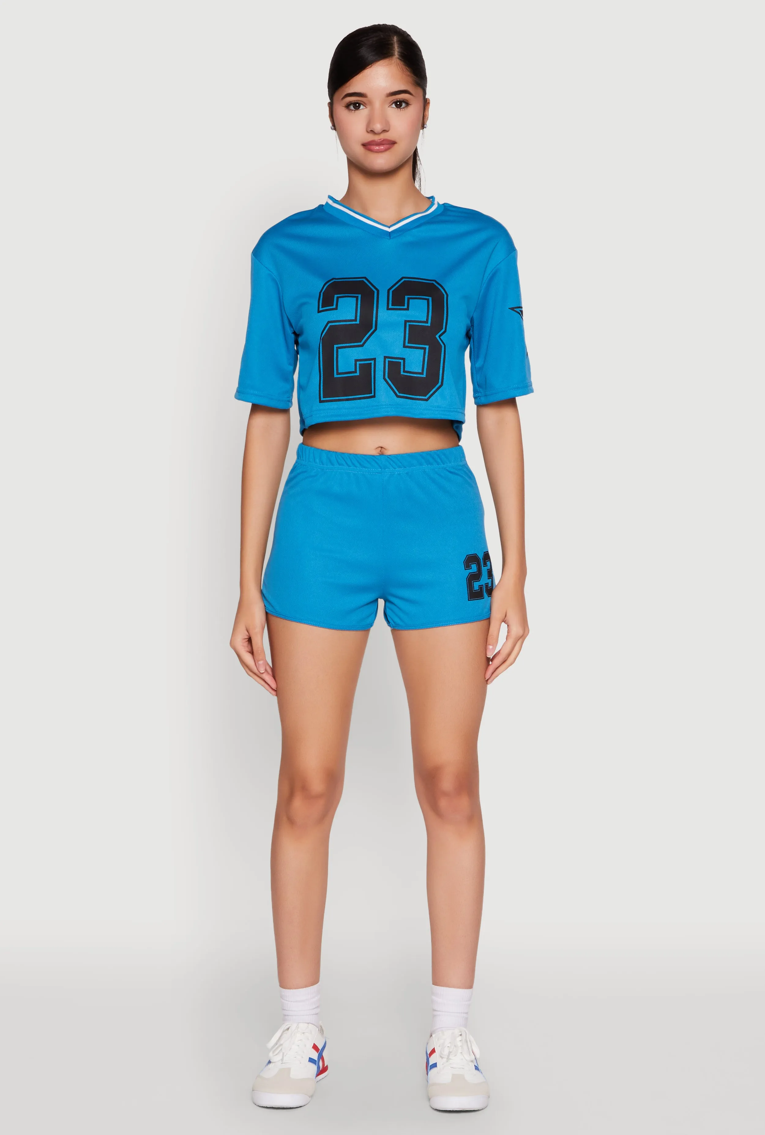 Jersey Mesh 23 Graphic Contrast Trim Crop Top sold by Rainbow product image thumbnail 3