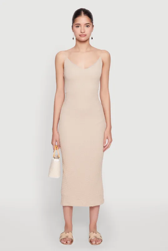 Iris Textured Knit Caged Back Cami Dress sold by Rainbow