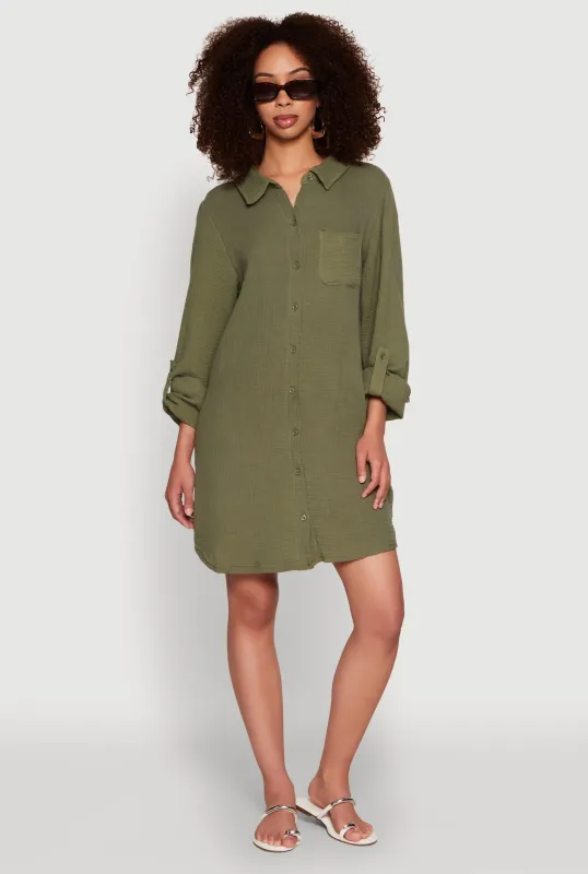 Gauze Knit Shirt Dress sold by Rainbow