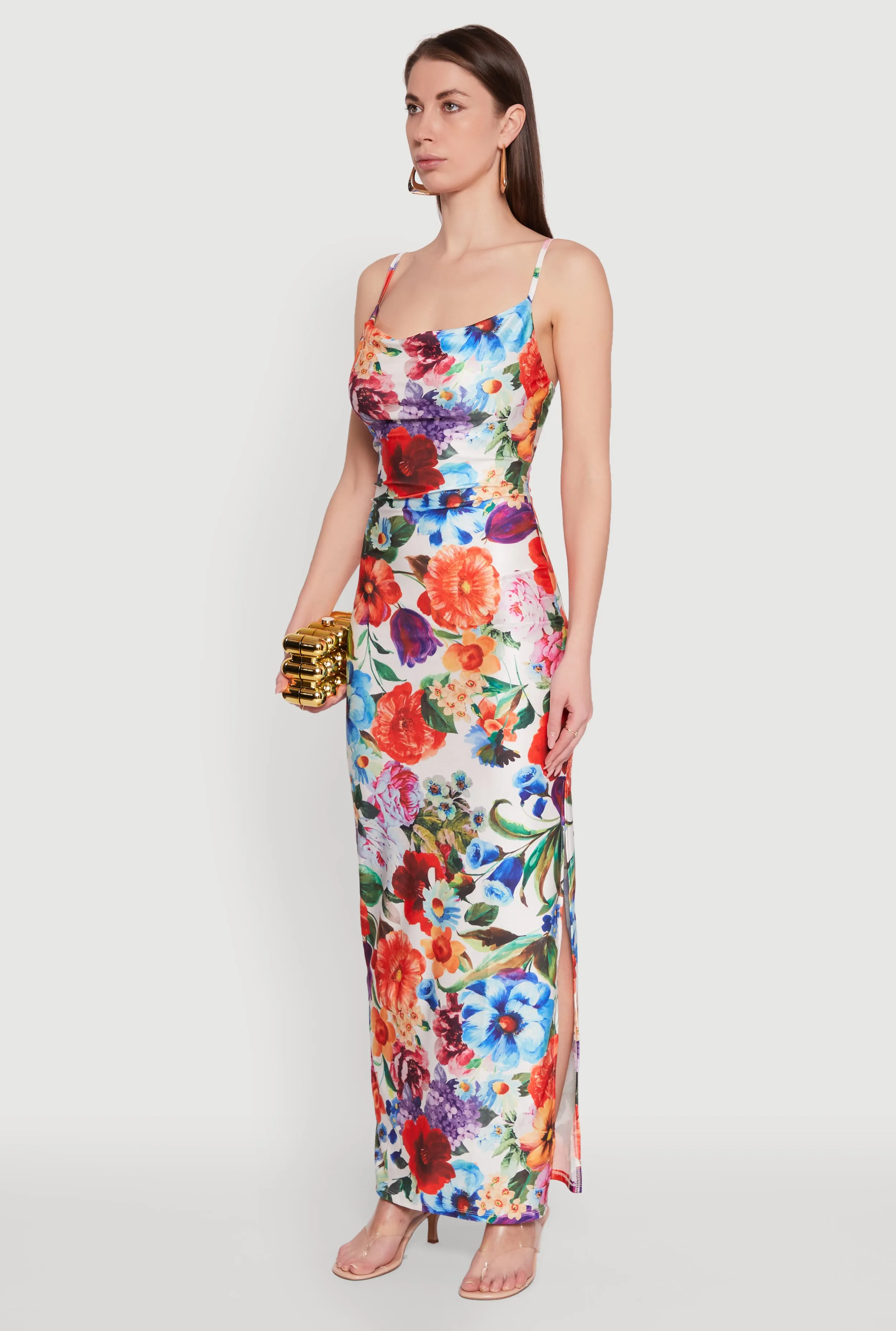 Haute Monde Floral Print Side Slit Maxi Dress sold by Rainbow product image thumbnail 3