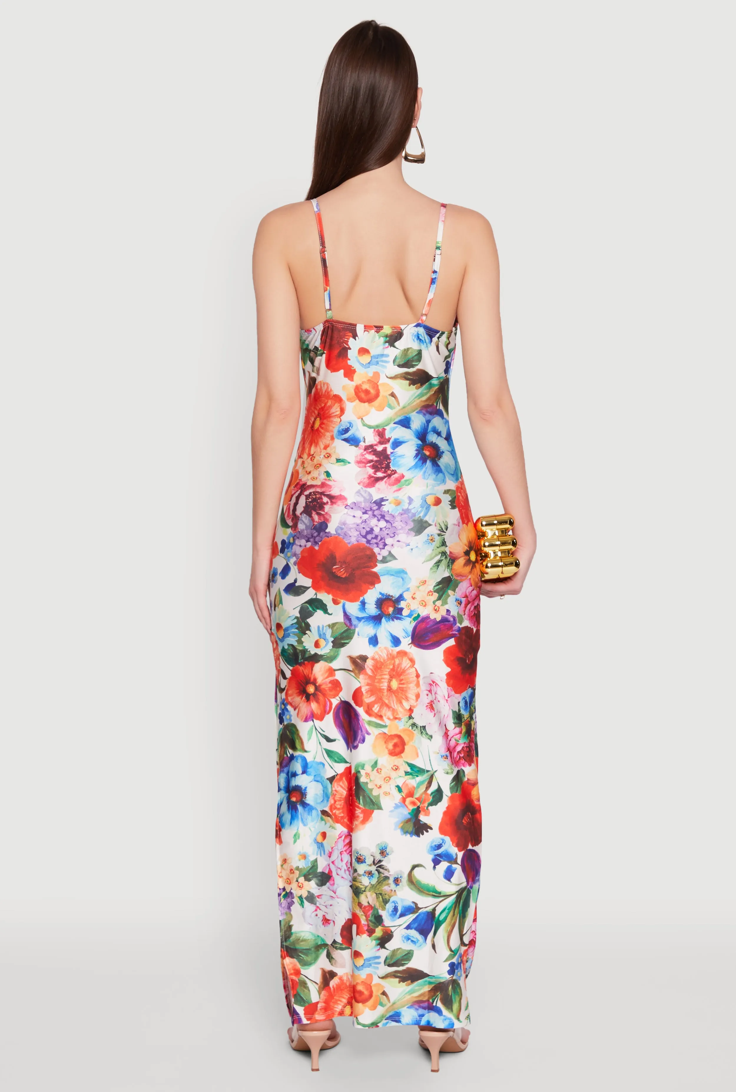 Haute Monde Floral Print Side Slit Maxi Dress sold by Rainbow product image thumbnail 5