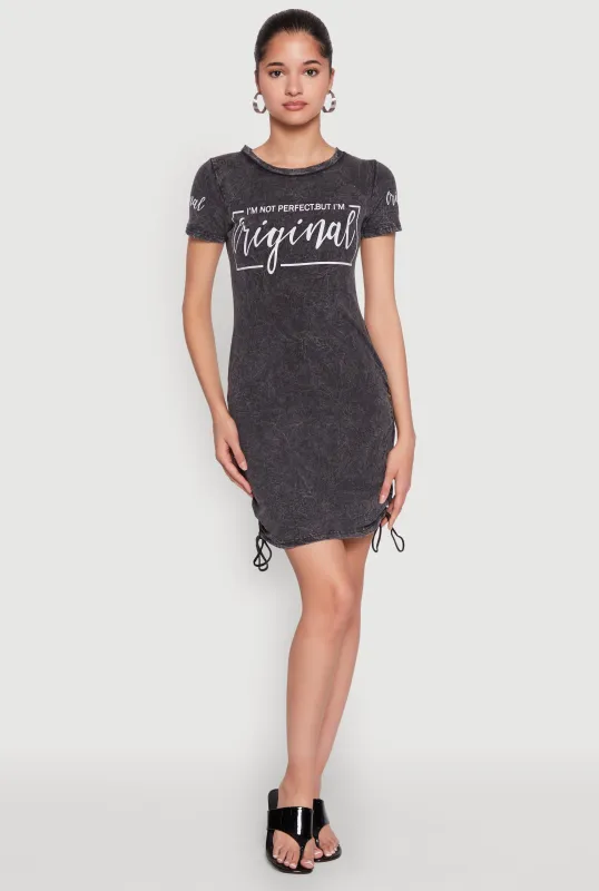 Im Not Perfect But Im Original Ruched Dress sold by Rainbow