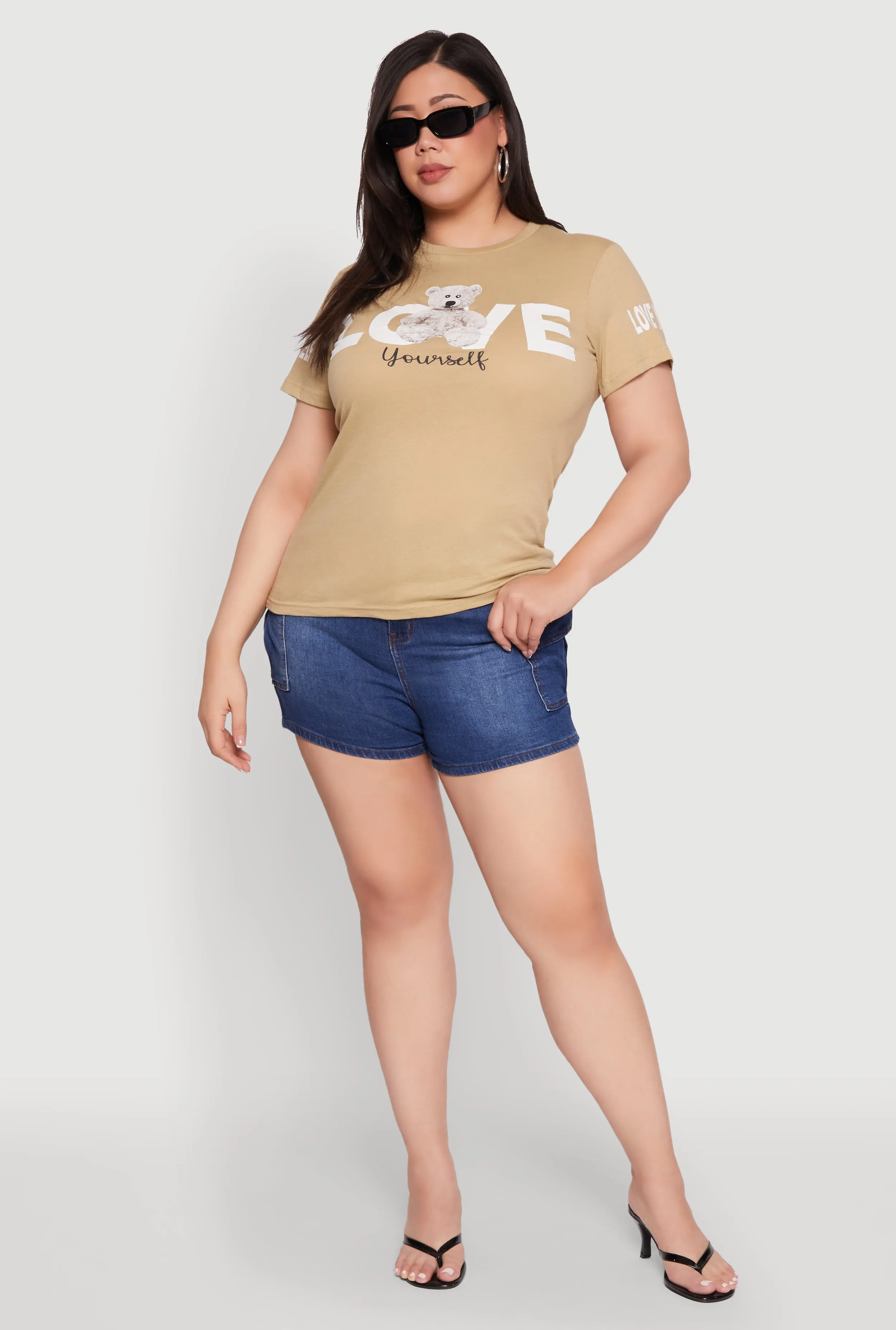 Plus Size Love Yourself Bear Graphic Tee sold by Rainbow