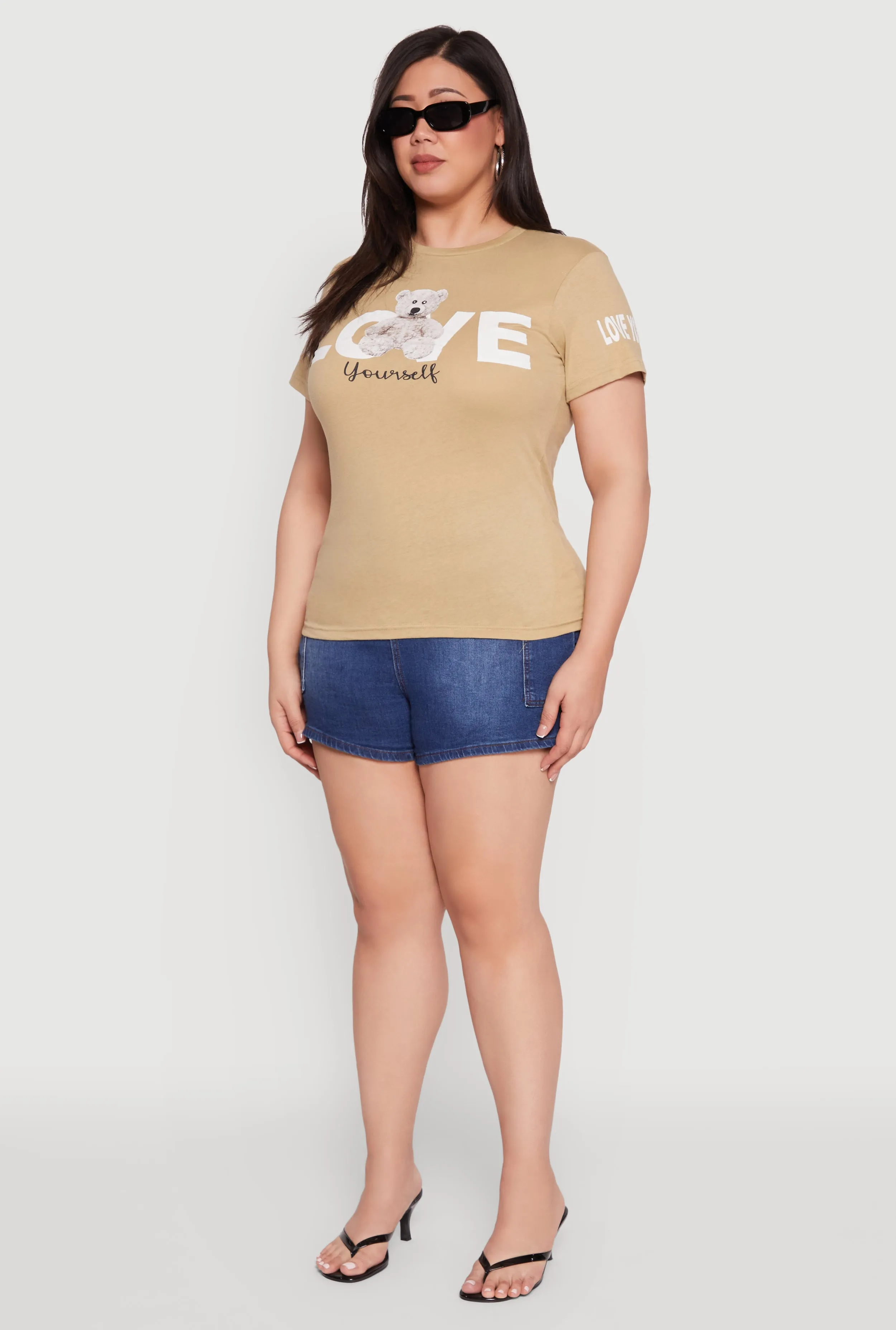 Plus Size Love Yourself Bear Graphic Tee sold by Rainbow product image thumbnail 5
