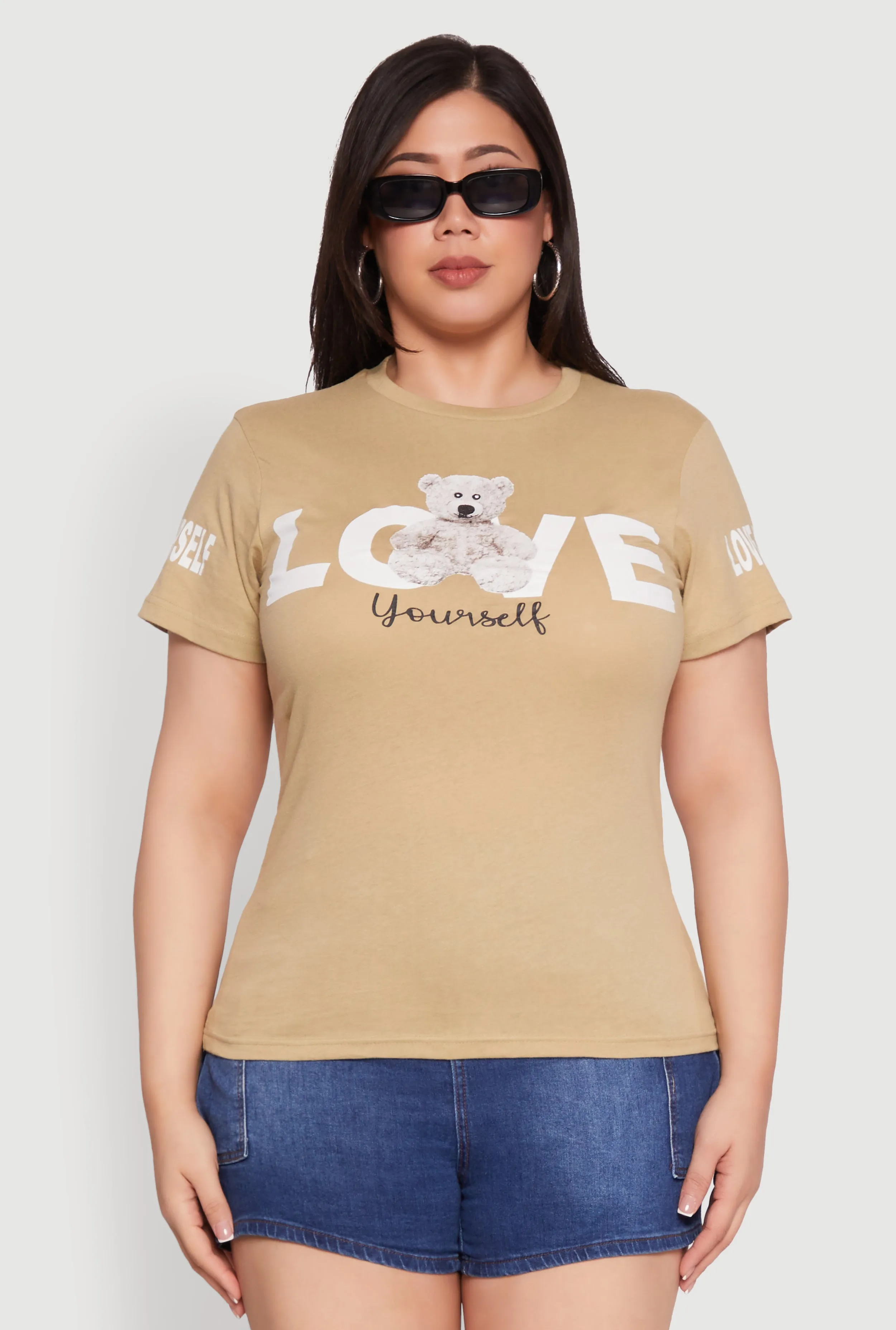Plus Size Love Yourself Bear Graphic Tee sold by Rainbow product image thumbnail 2