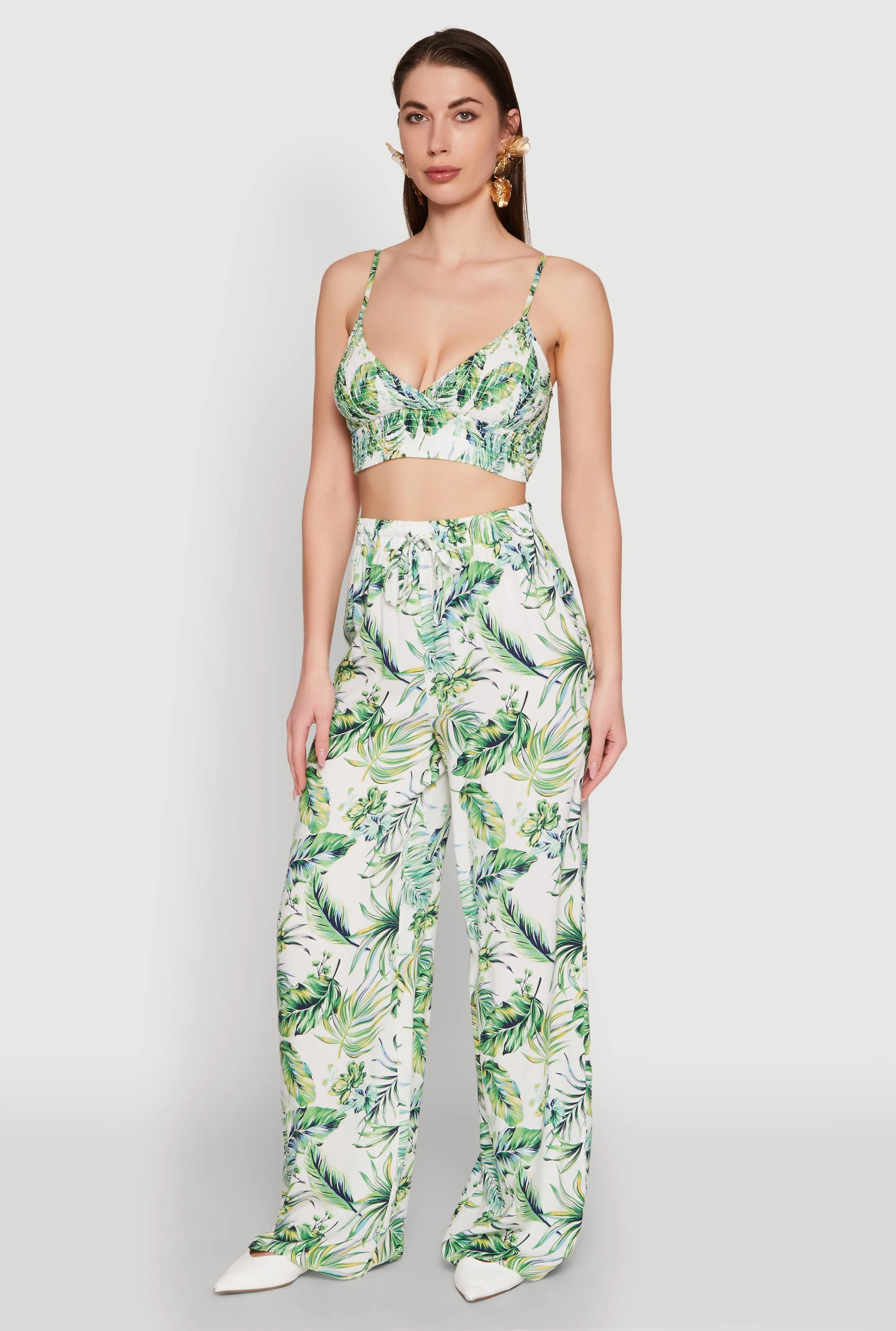 Almost Famous Tropical Print Palazzo Pants sold by Rainbow
