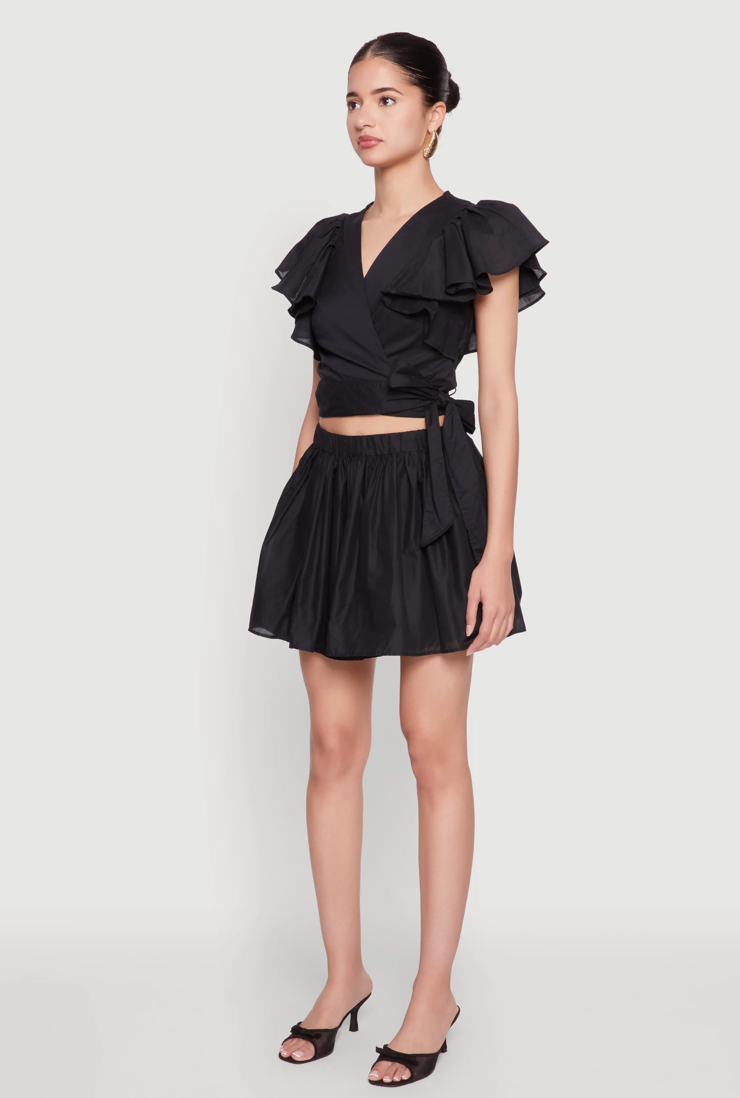 Haute Monde Flutter Sleeve Side Tie Wrap Top sold by Rainbow product image thumbnail 5